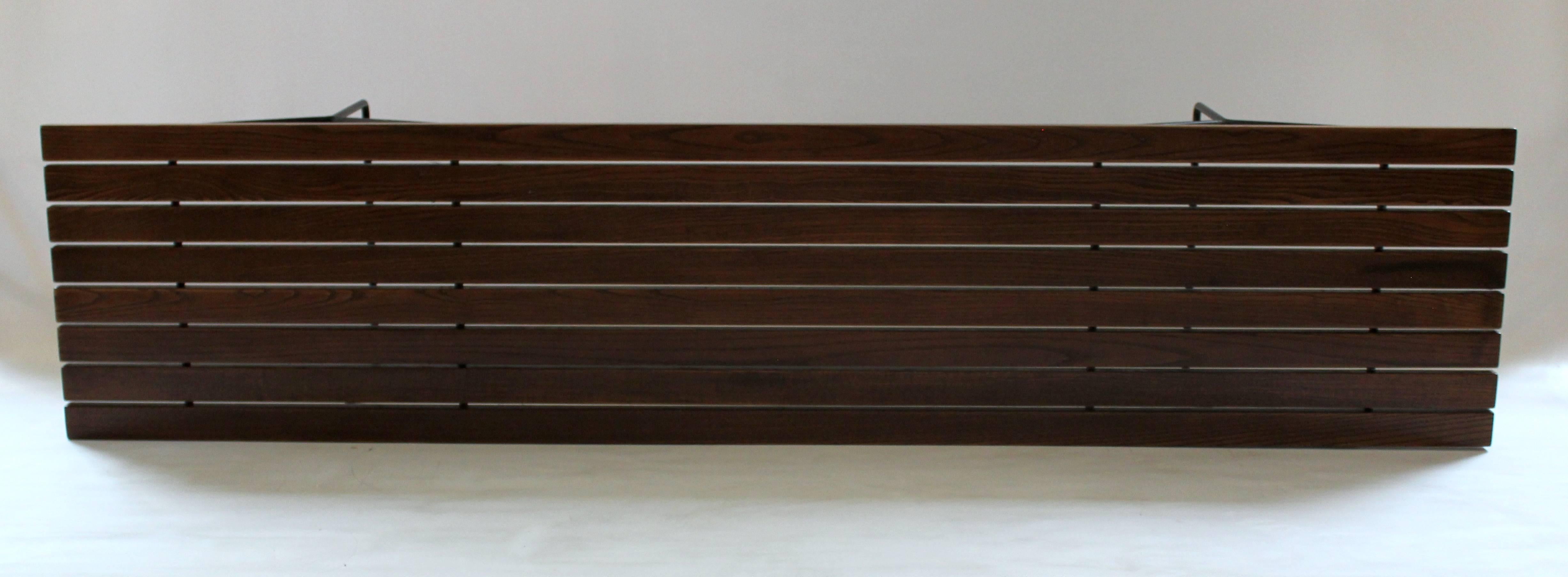Early Harry Bertoia for Knoll Slatted Wood and Iron Bench 1