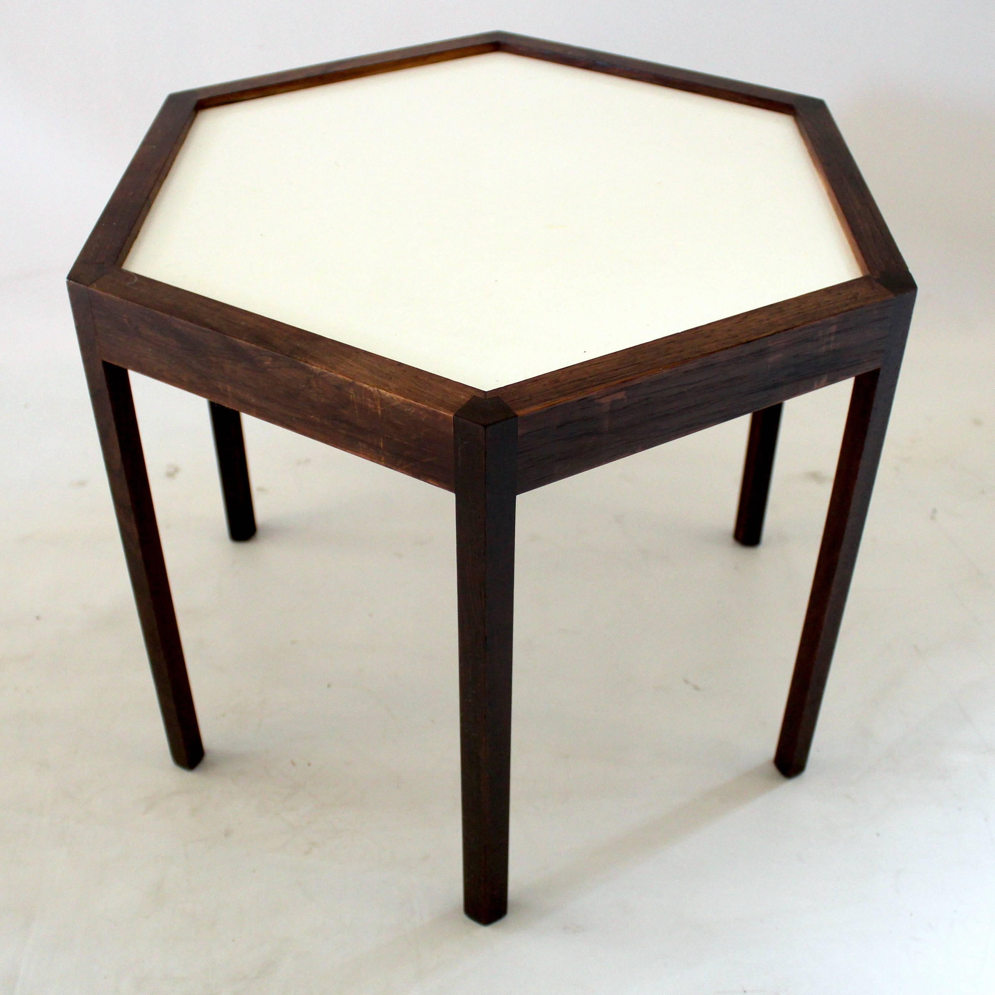 Scandinavian Modern Set of Three Danish Modern Hans Andersen Rosewood Hexagonal Side Tables