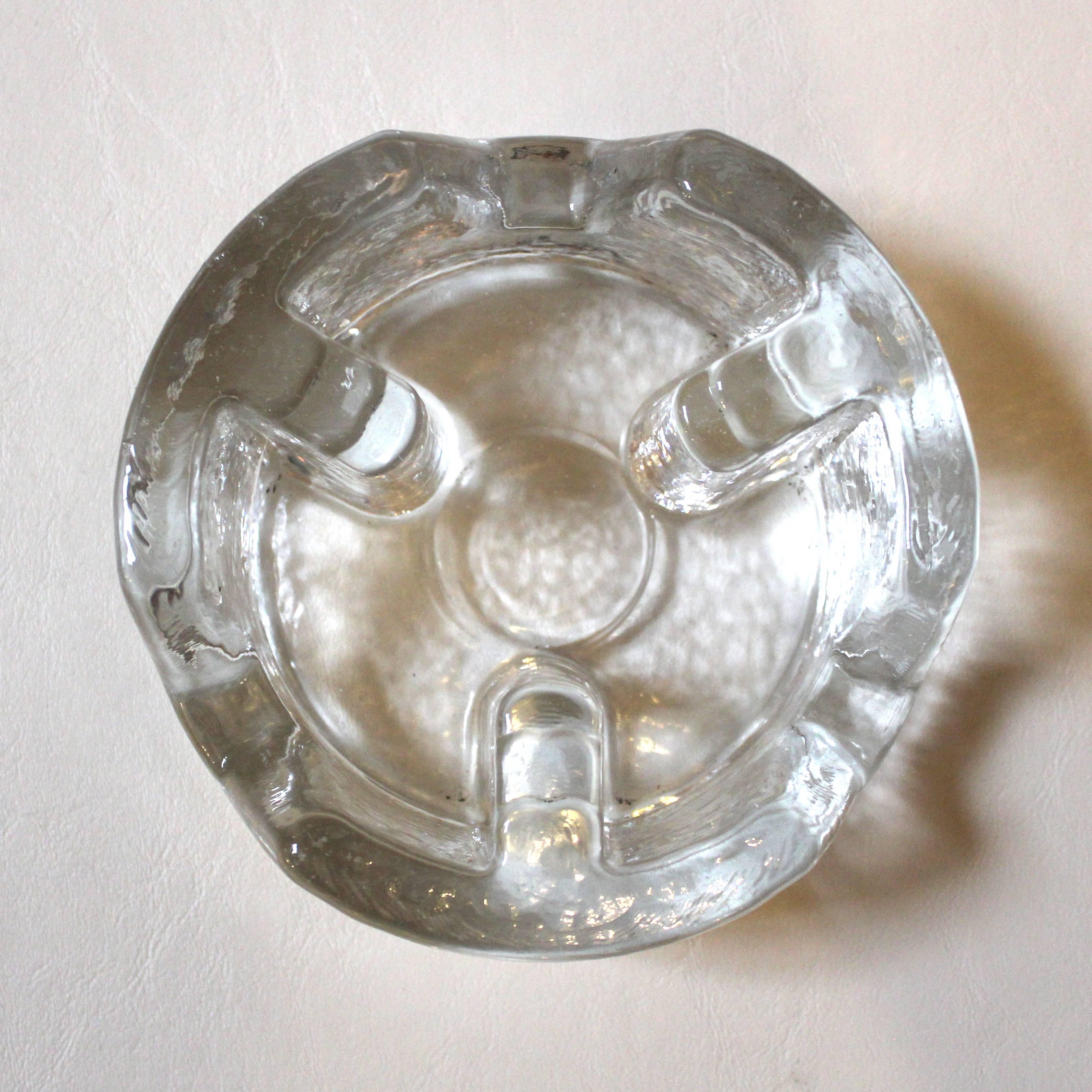 1950s Mid-Century Modern Heavy Glass Cigar Ashtray 2