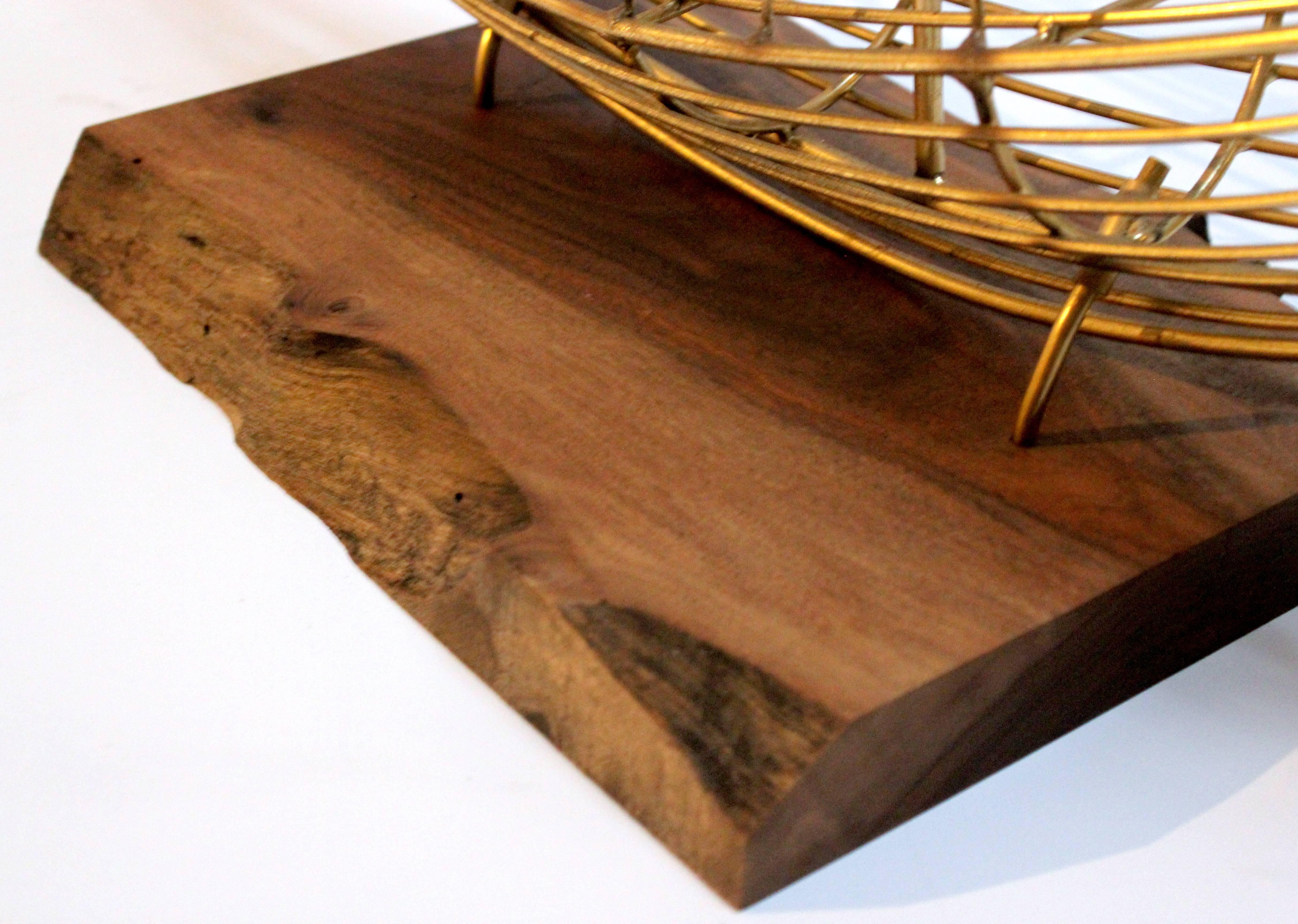 C. Jere Wire Boat Sculpture with Walnut Stand 1