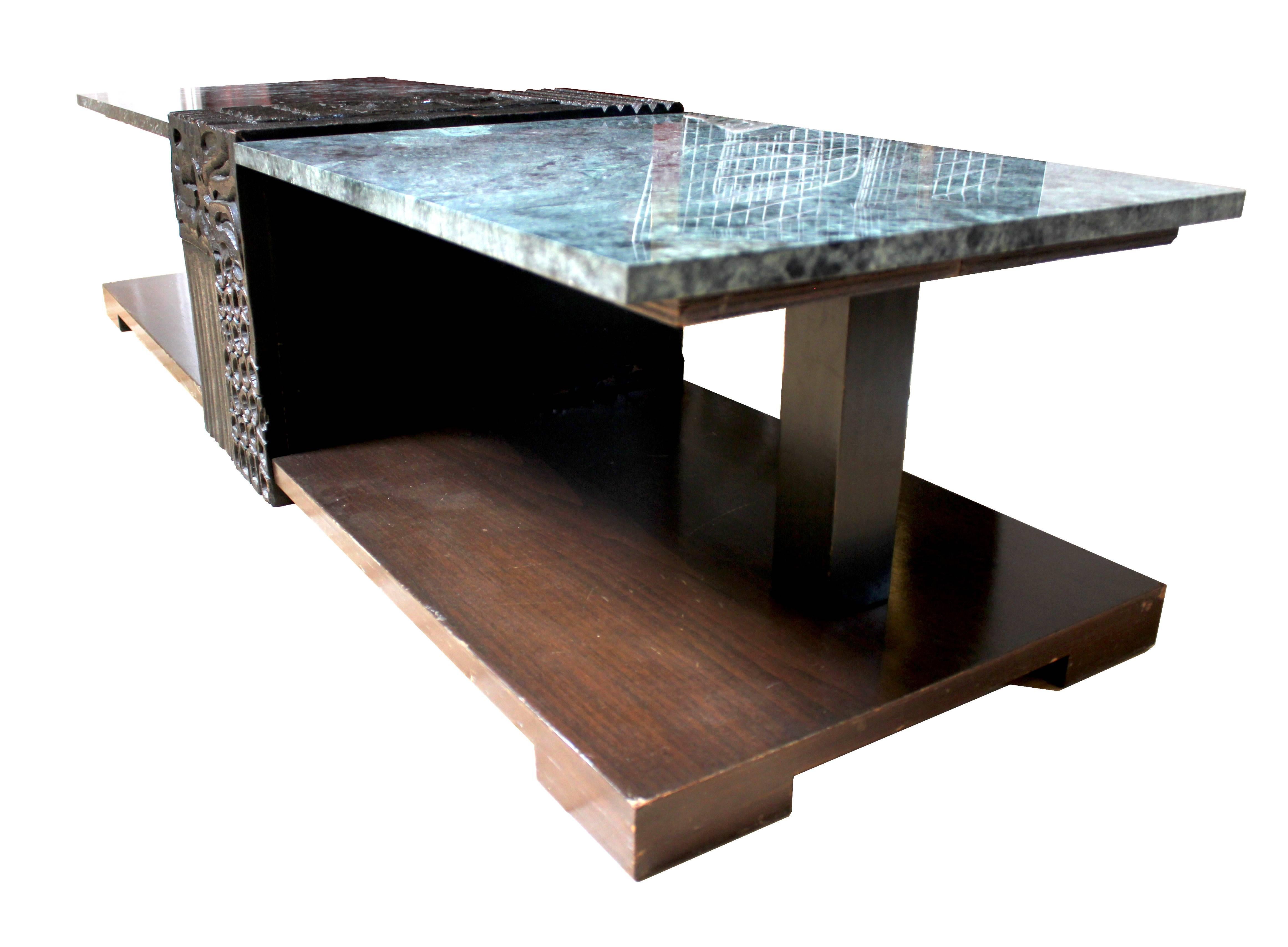 Unique Thai Custom Marble and Carved Wood Coffee Table, circa 1970 at ...