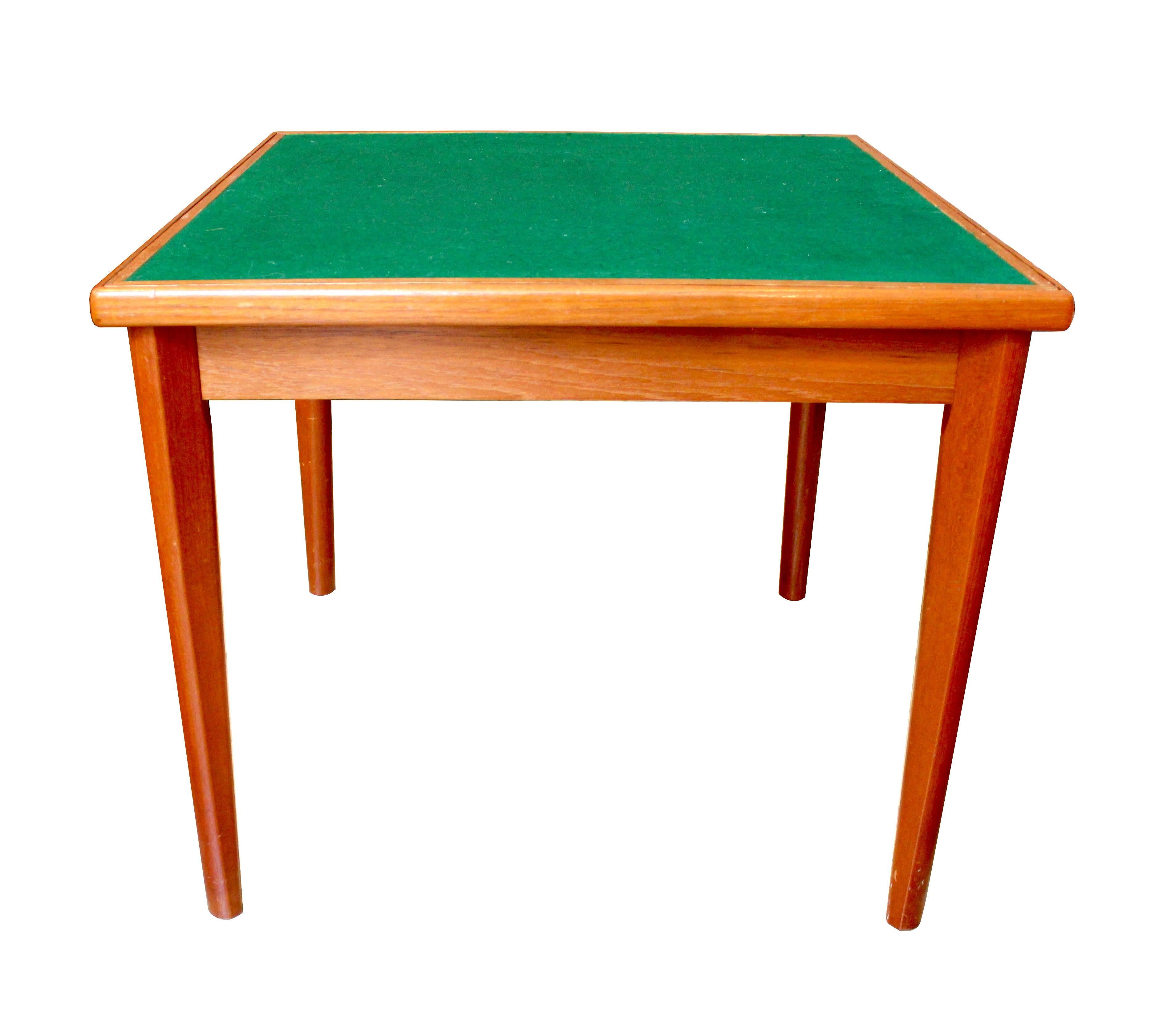 Felt 1960s Danish Modern Teak Game Table with Reversible Top by Furbo