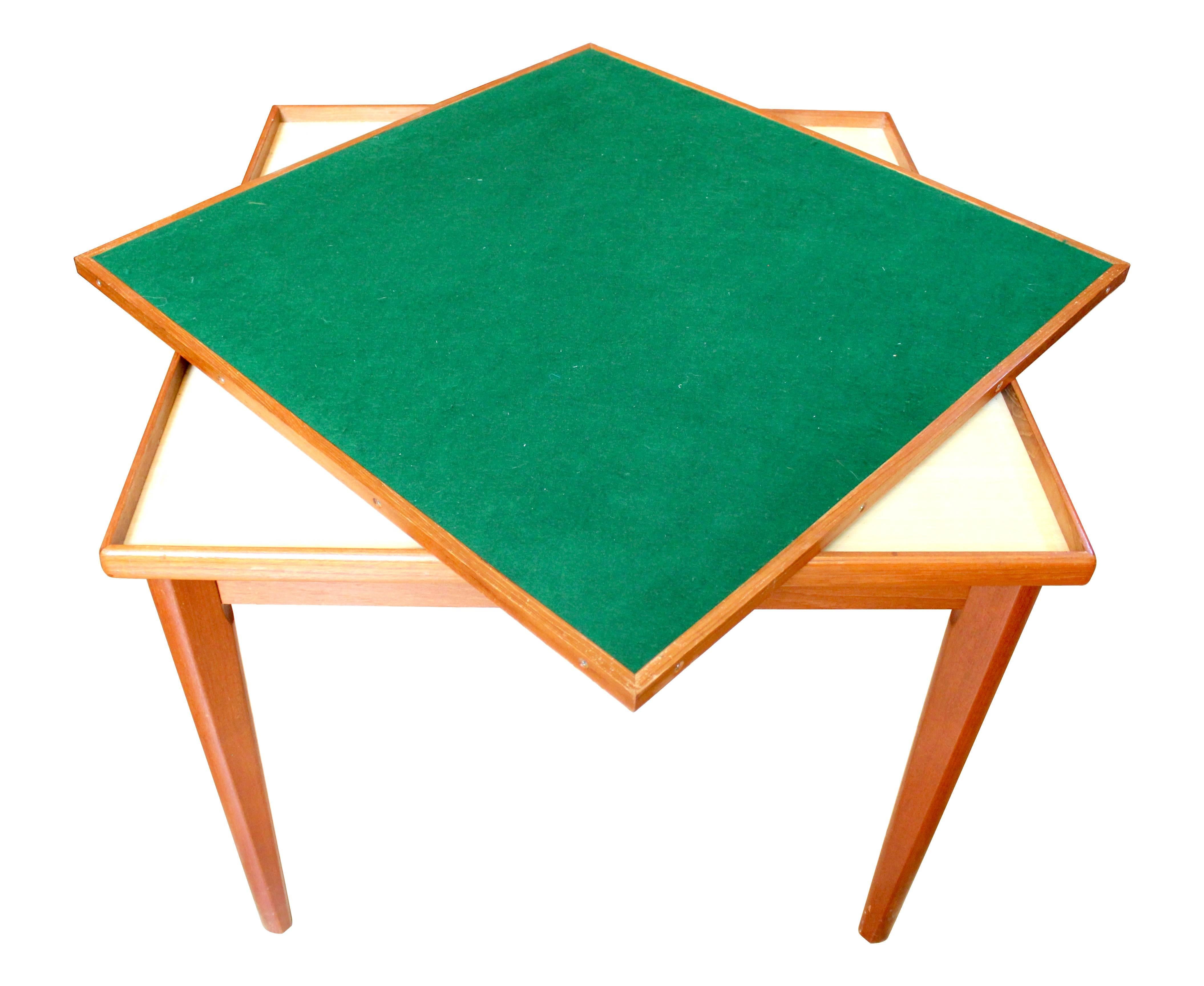 1960s Danish Modern Teak Game Table with Reversible Top by Furbo 1