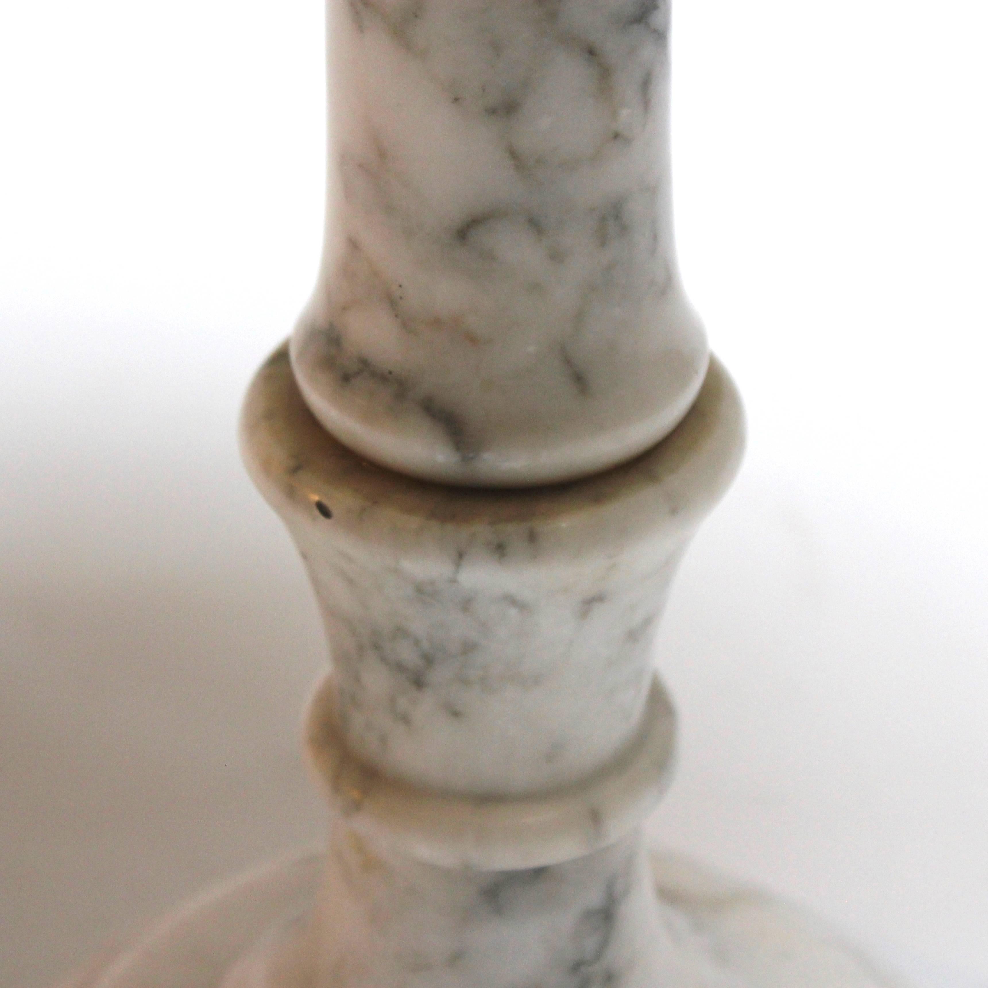 Vintage Italian Carrara Marble Round Side Table or Plant Stand In Excellent Condition In Sacramento, CA