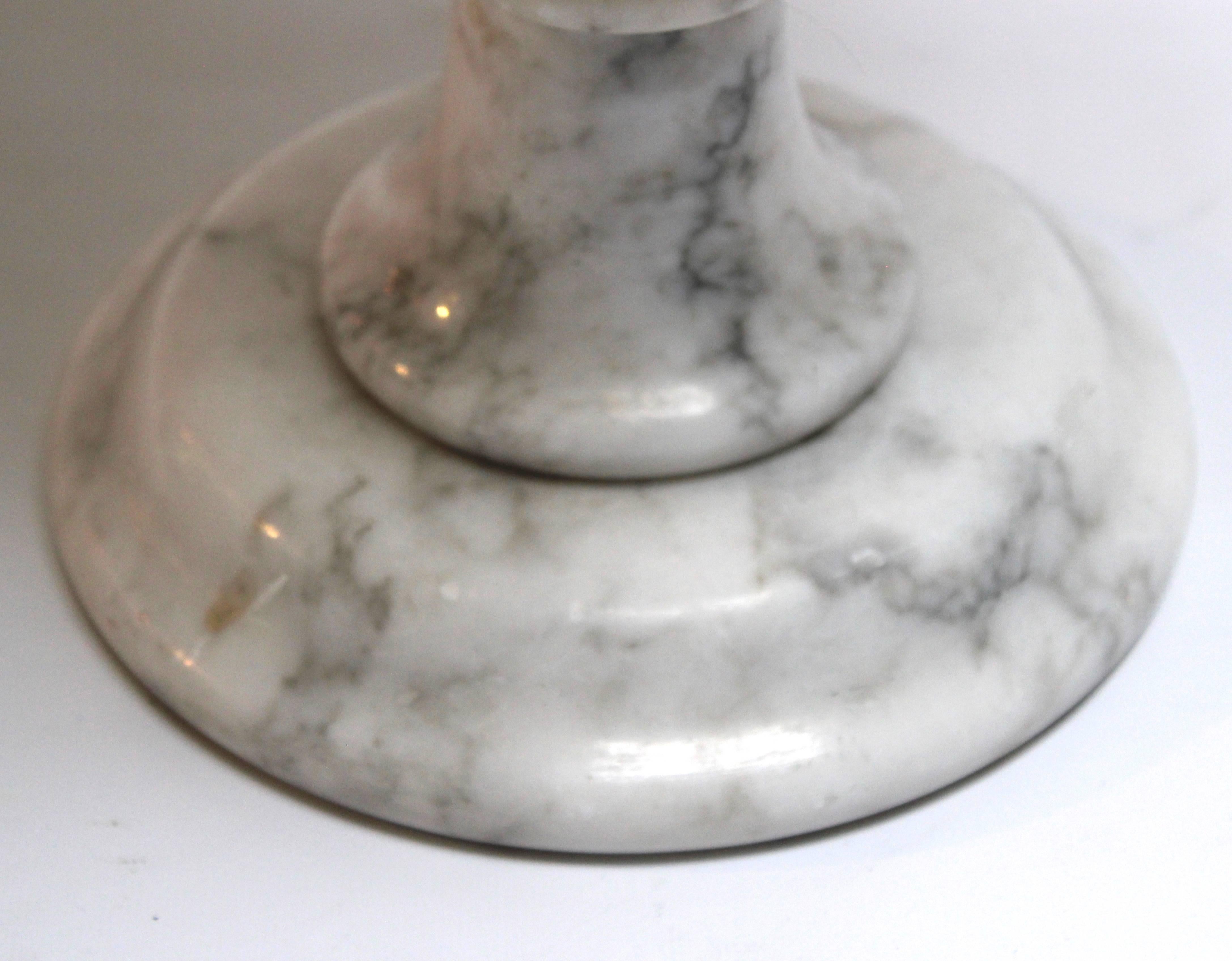 Vintage Italian Carrara Marble Round Side Table or Plant Stand 1