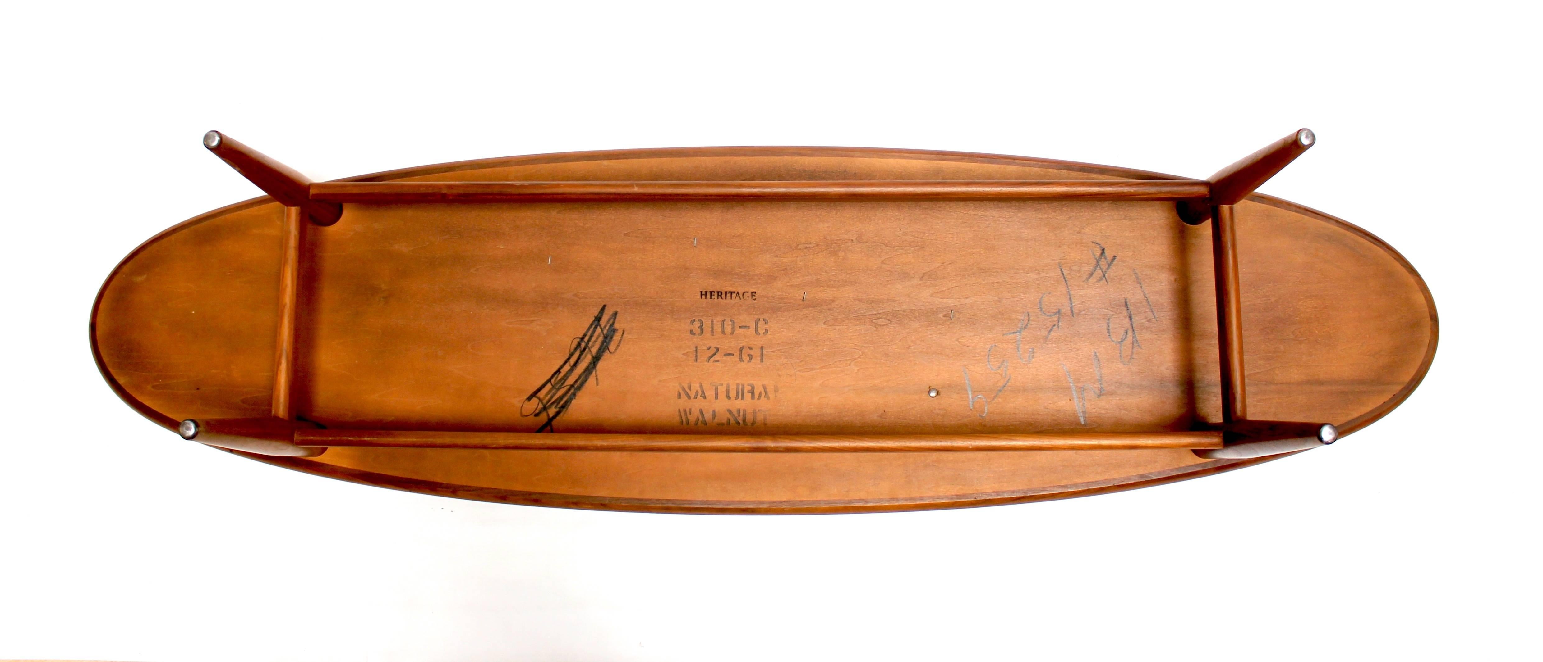 Mid-Century Modern Walnut Surfboard Coffee Table by Heritage 3