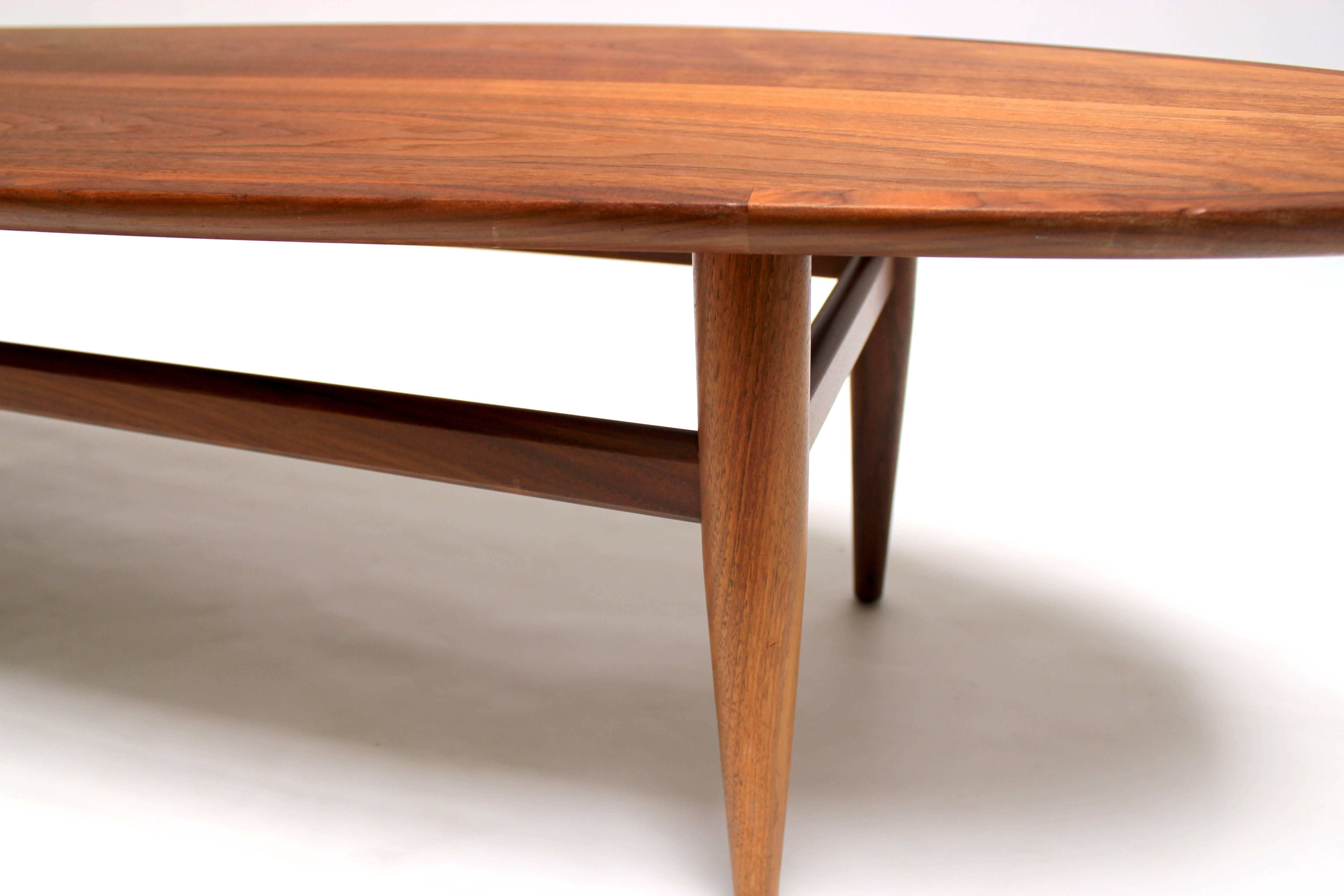 20th Century Mid-Century Modern Walnut Surfboard Coffee Table by Heritage
