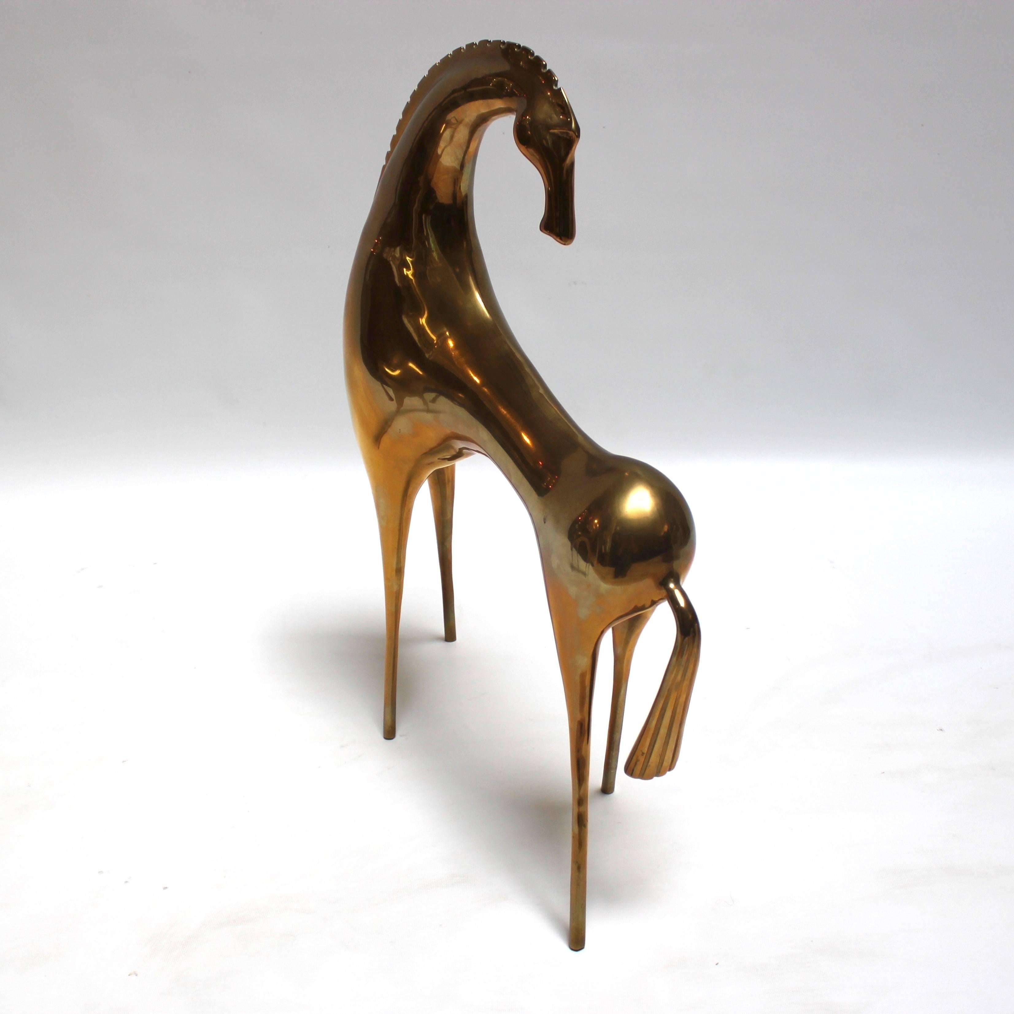 American Pair of 1980s Sculptural Brass Horses