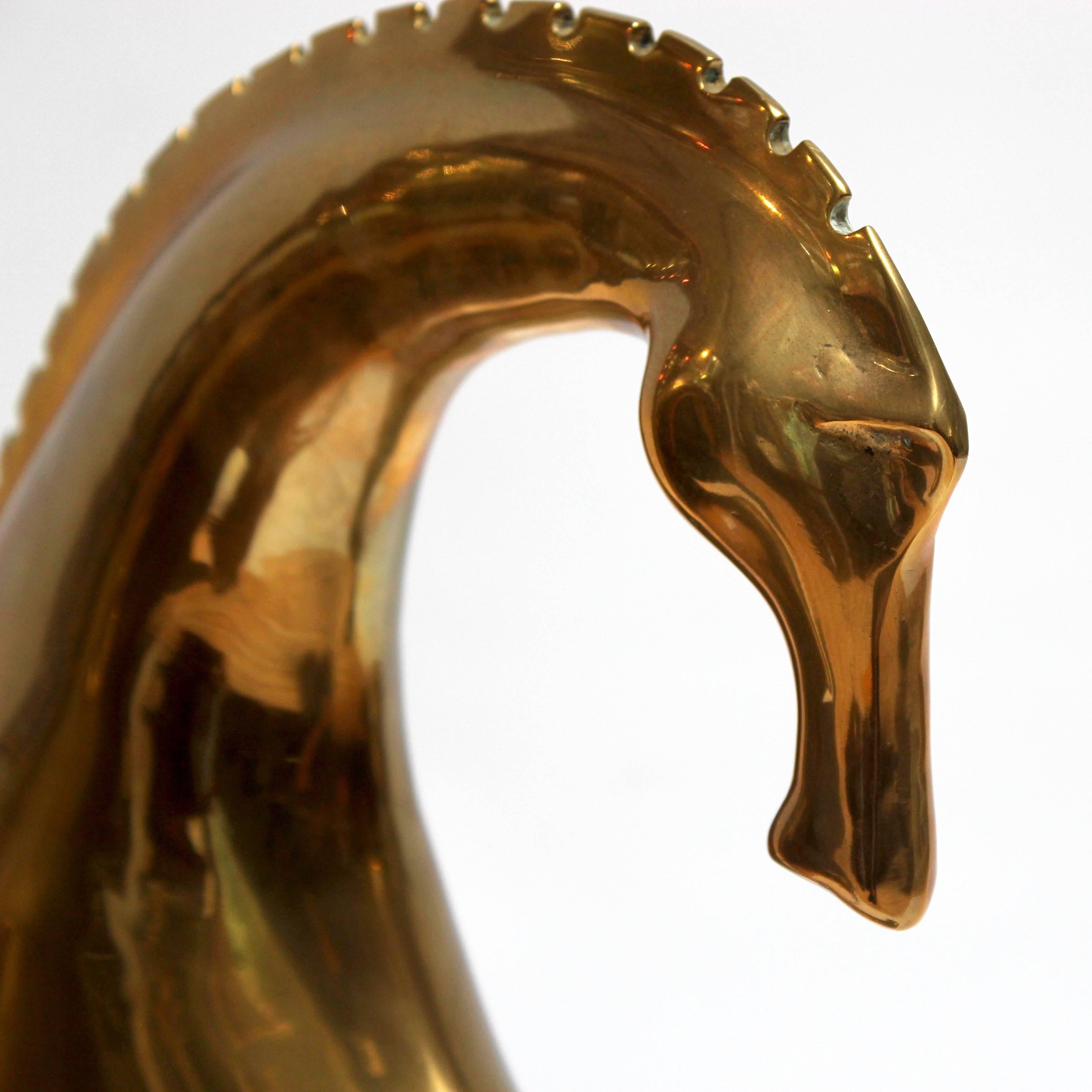 Pair of 1980s Sculptural Brass Horses In Excellent Condition In Sacramento, CA