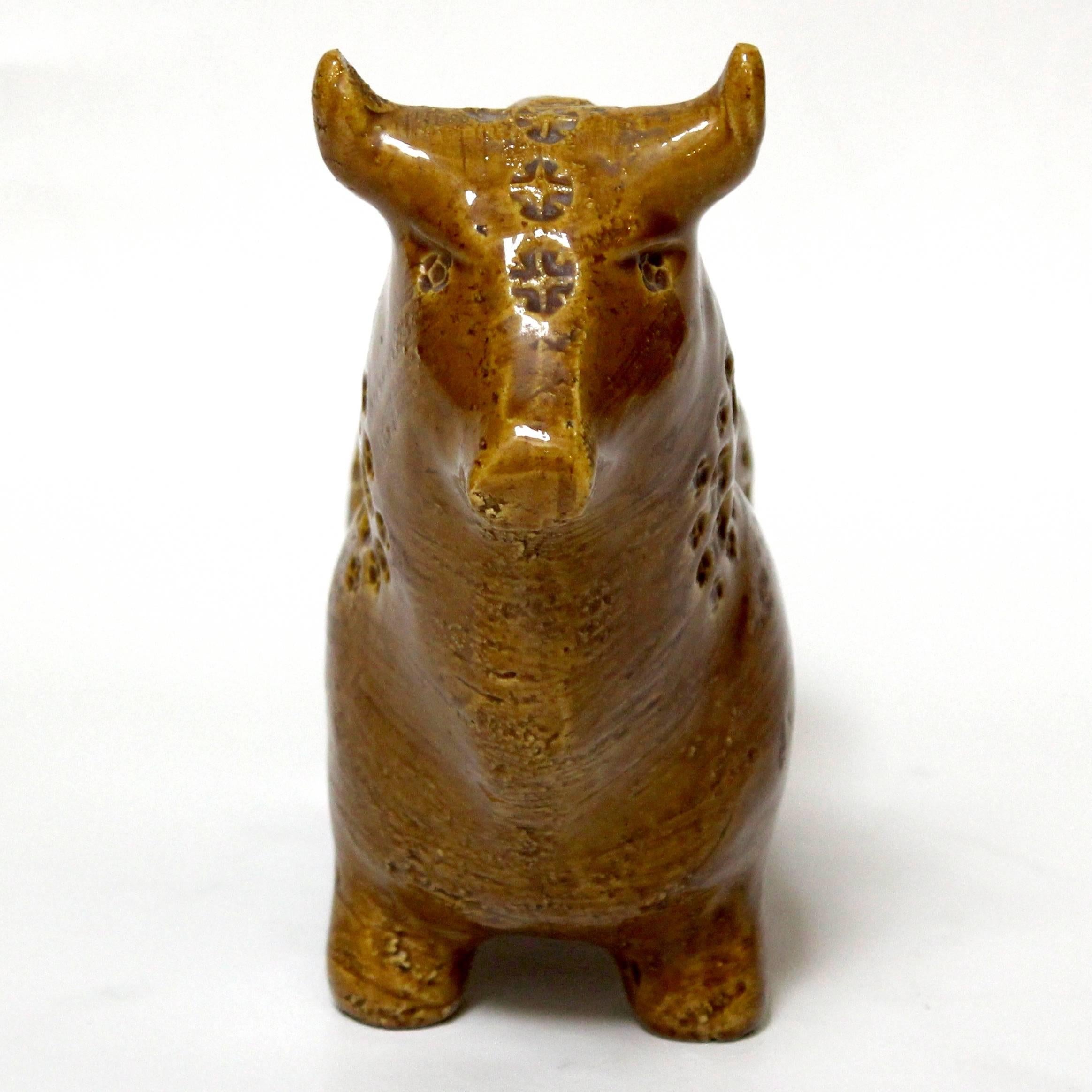 Mid-Century Modern 1960s, Italian Bitossi Ceramic Bull by Aldo Londi