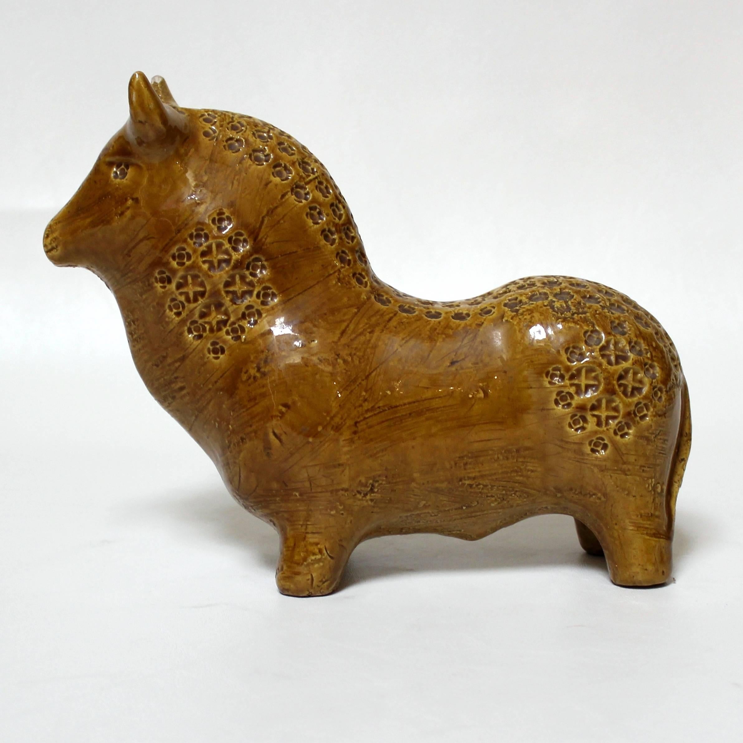 Mid-20th Century 1960s, Italian Bitossi Ceramic Bull by Aldo Londi