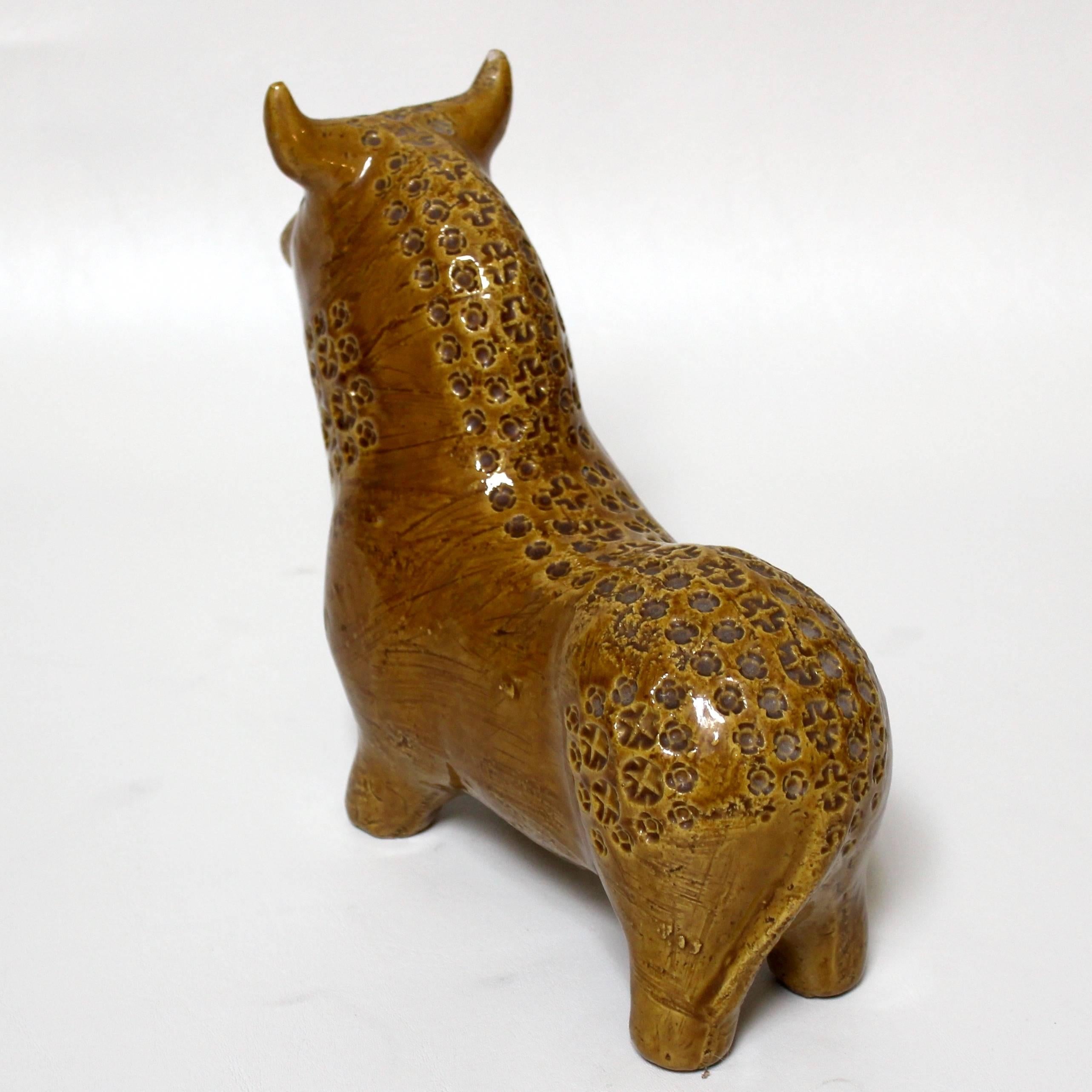 1960s, Italian Bitossi Ceramic Bull by Aldo Londi 1