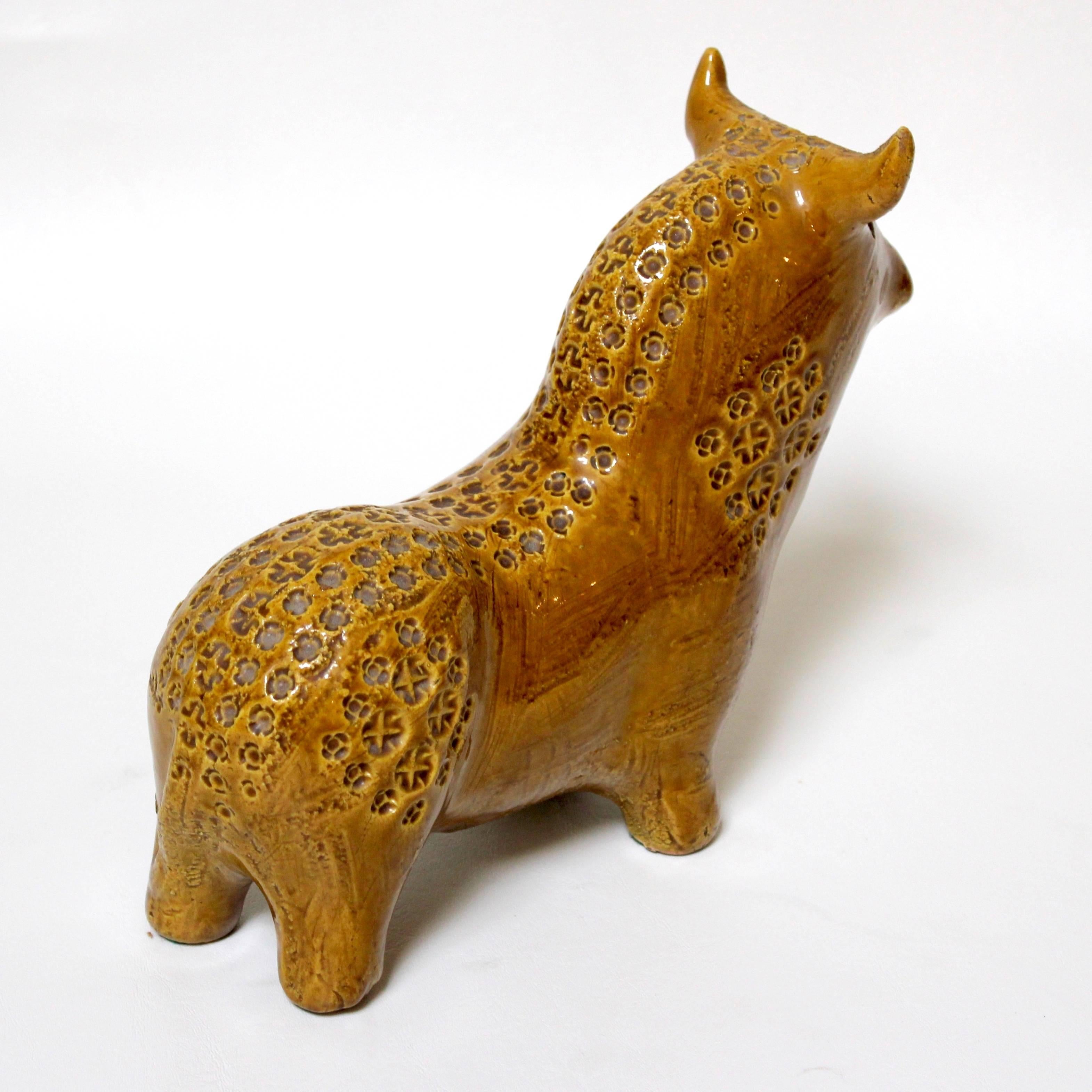 1960s, Italian Bitossi Ceramic Bull by Aldo Londi 2