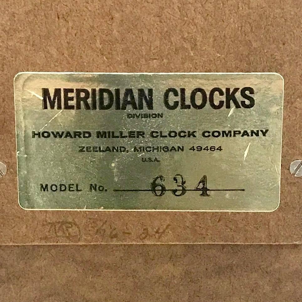 Mid-Century Walnut Howard Miller Meridian Pendulum Clock For Sale 4