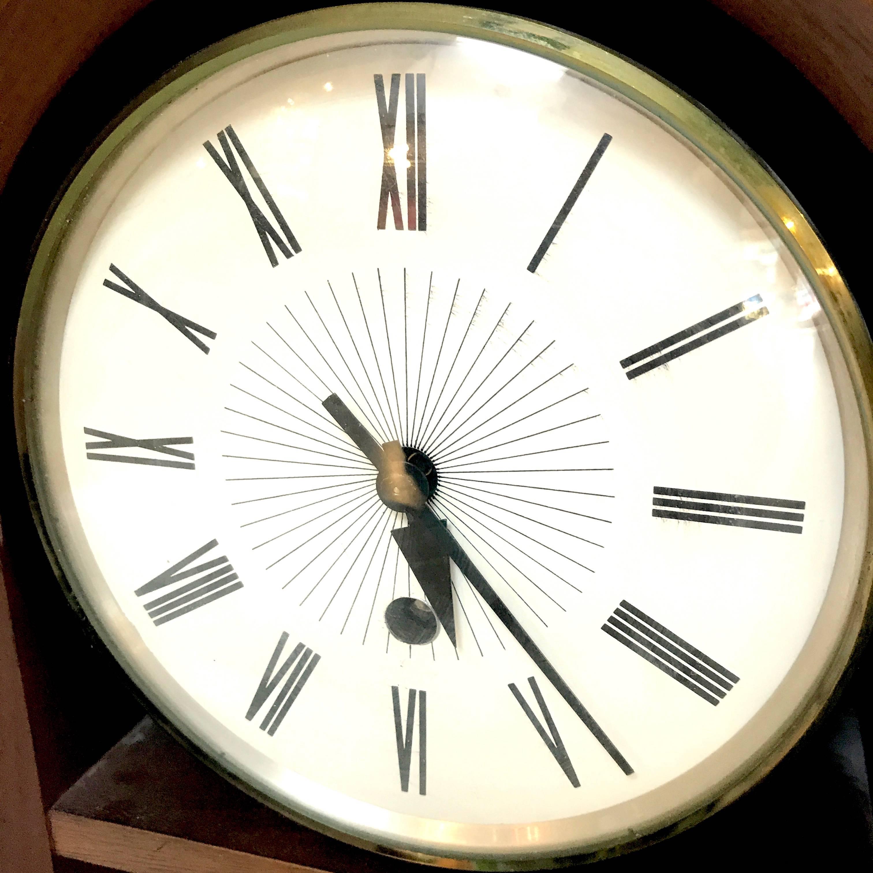 Mid-Century Walnut Howard Miller Meridian Pendulum Clock For Sale 1
