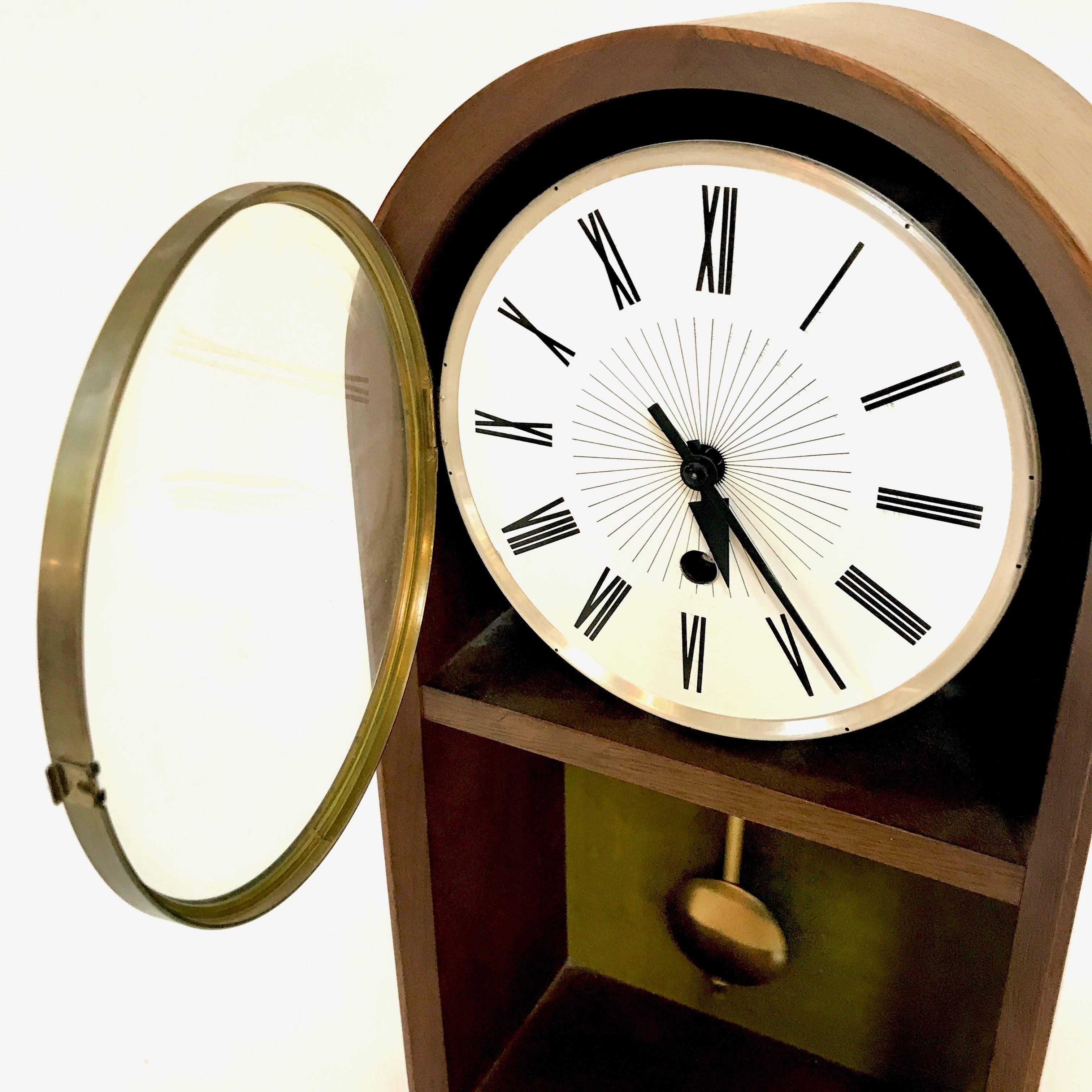 Mid-Century Walnut Howard Miller Meridian Pendulum Clock For Sale 2