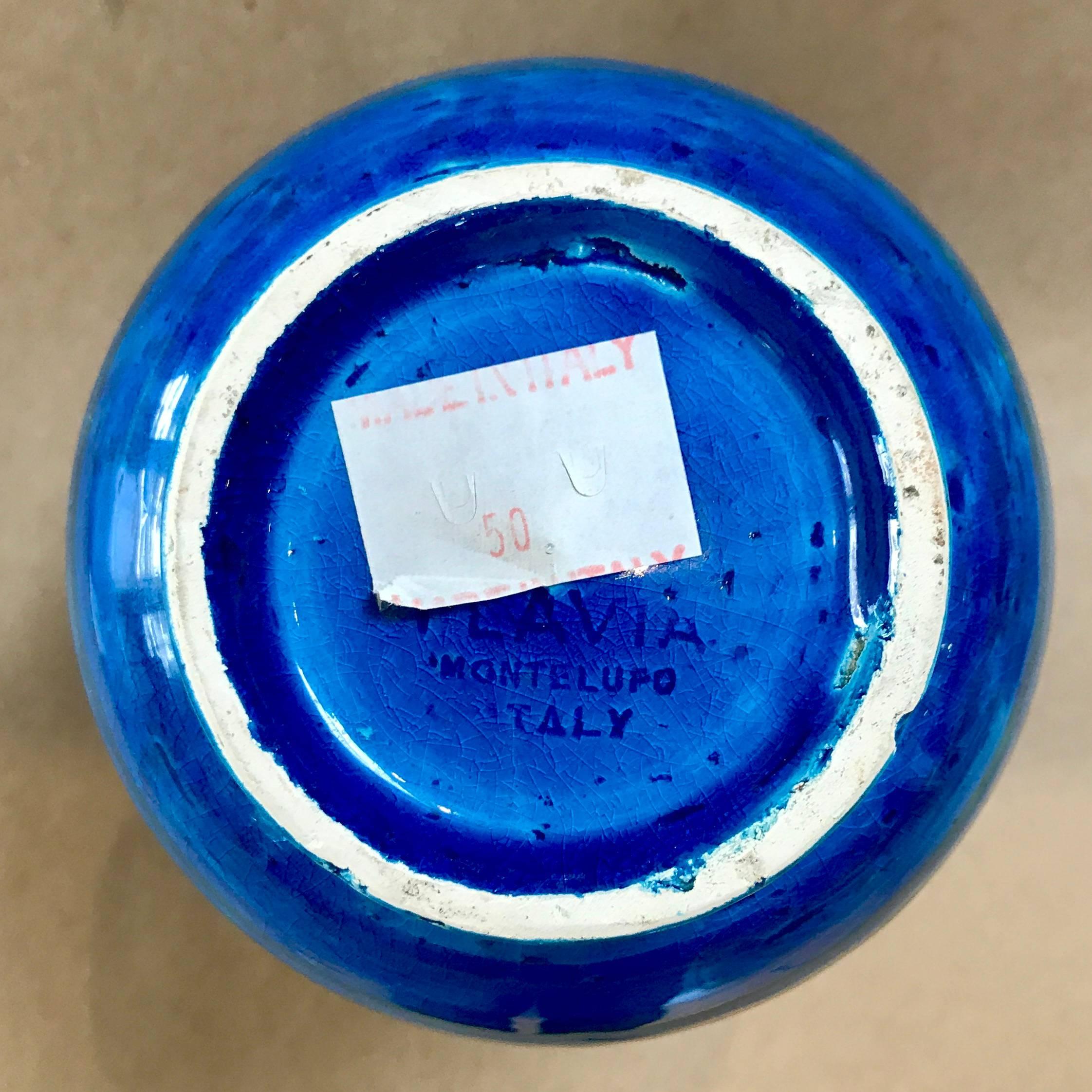 Italian 1970s, Rimini Blue Bitossi or Flavia Ceramic Vase For Sale