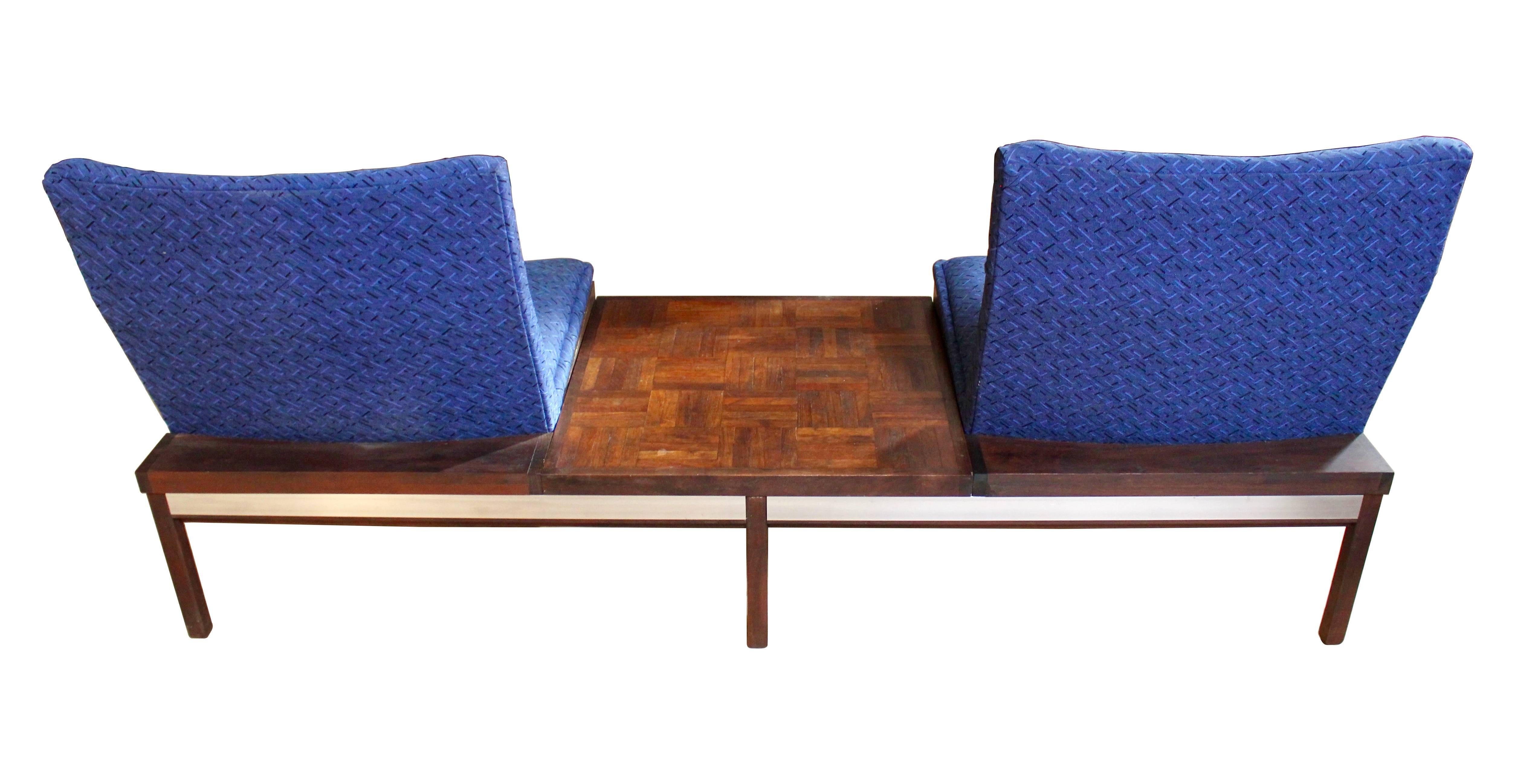 Modular Arthur Umanoff Dimension 28 Walnut Sofa and Chair Set for Madison In Excellent Condition In Sacramento, CA
