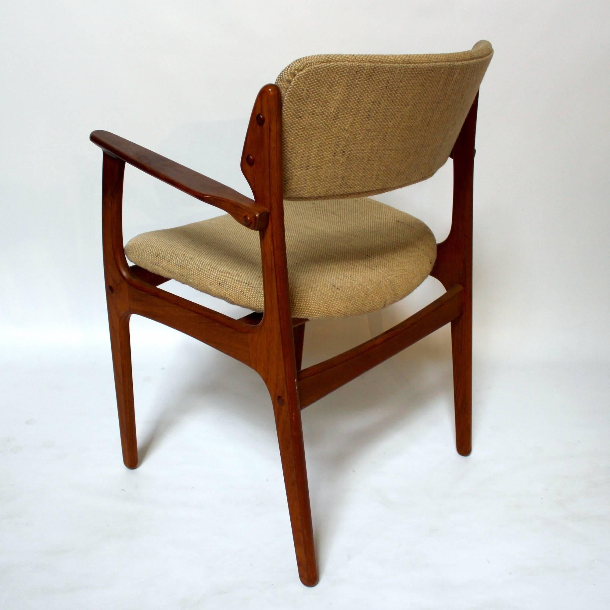 Upholstery Pair of Danish Modern Model OD-49 Teak Armchairs by Erik Buch For Sale