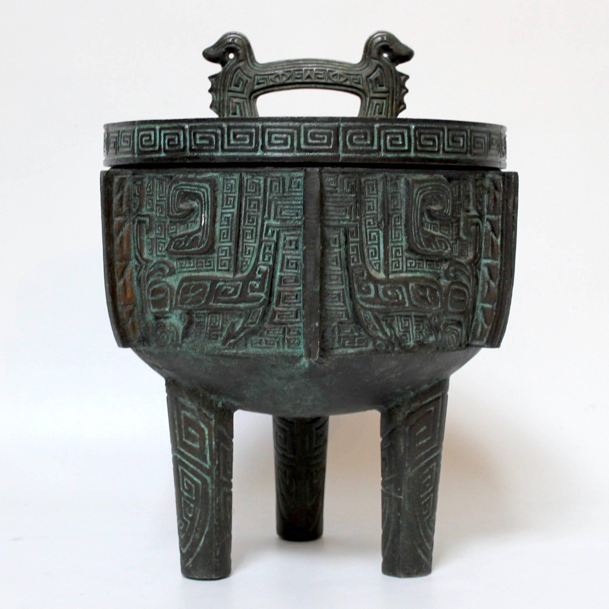 1970s Mayan-themed ice bucket in the style of James Mont.