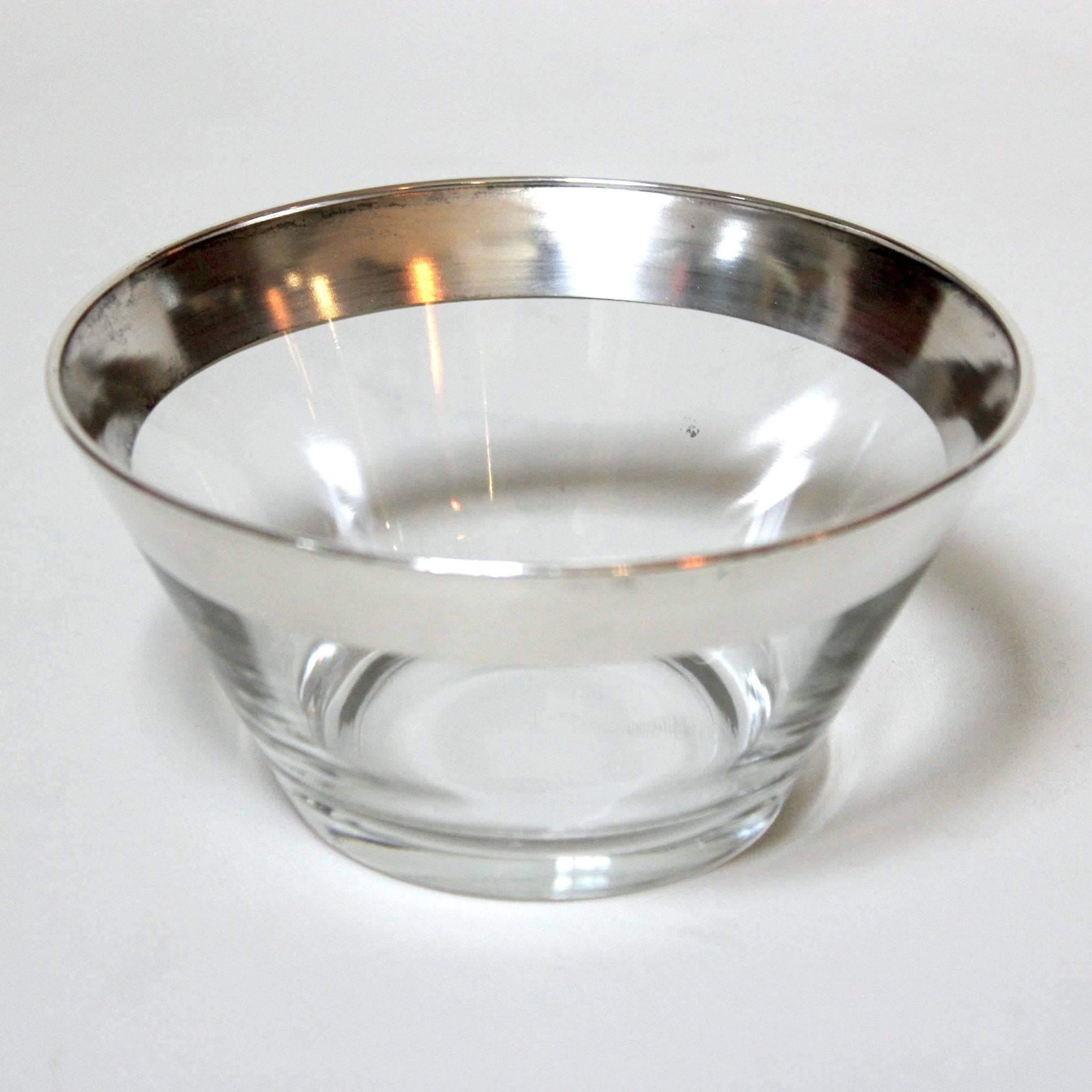 Set of Six Midcentury Dorothy Thorpe Crystal and Sterling Silver Bowls In Excellent Condition In Sacramento, CA
