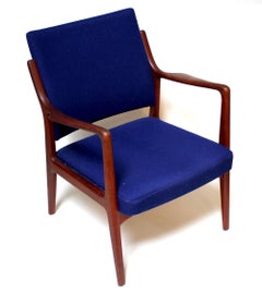 1960s Swedish Modern Teak Lounge Chair, Upholstered with Knoll Fabric