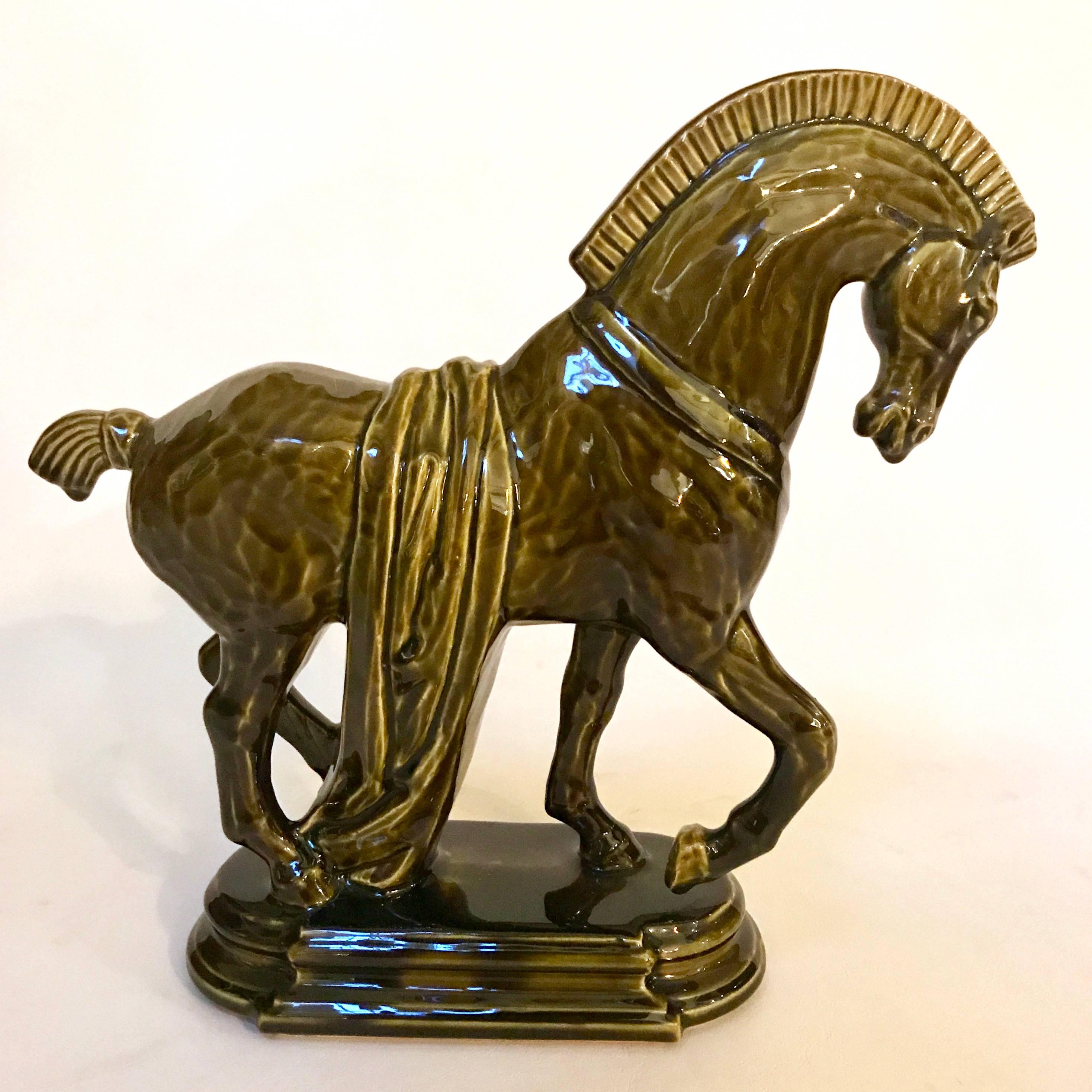 Midcentury ceramic Greek horse statue. In excellent condition.