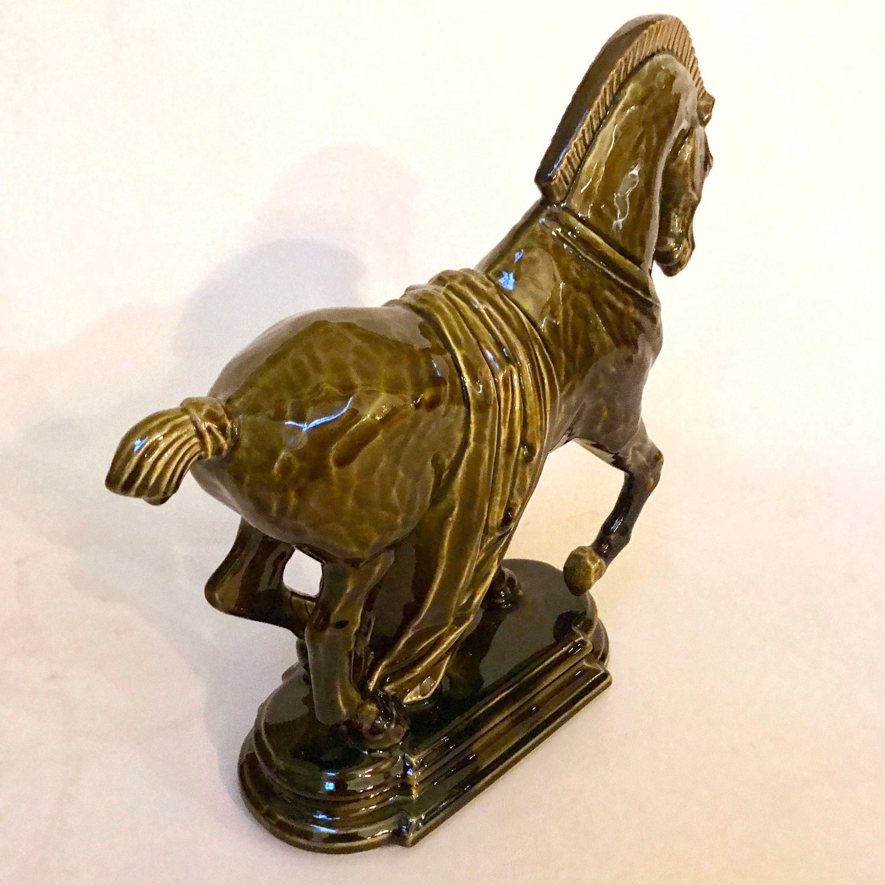 Midcentury Ceramic Greek Horse Statue In Excellent Condition In Sacramento, CA