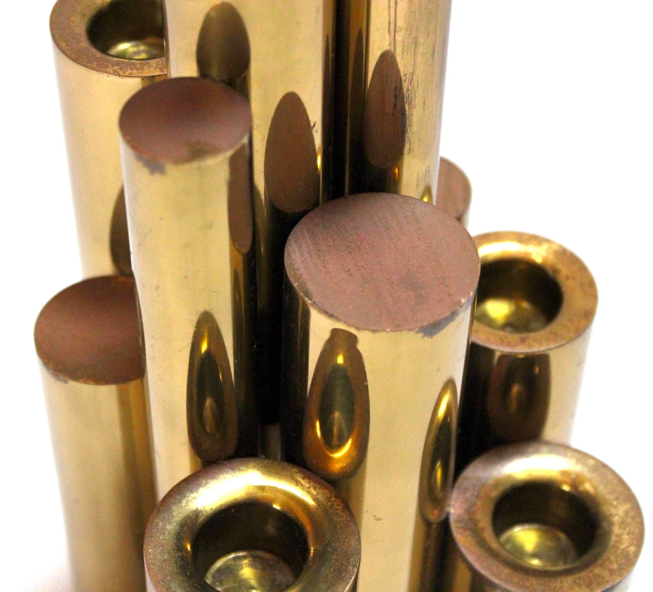 1950s Giò Ponti Tubular Brass Candleholder 1