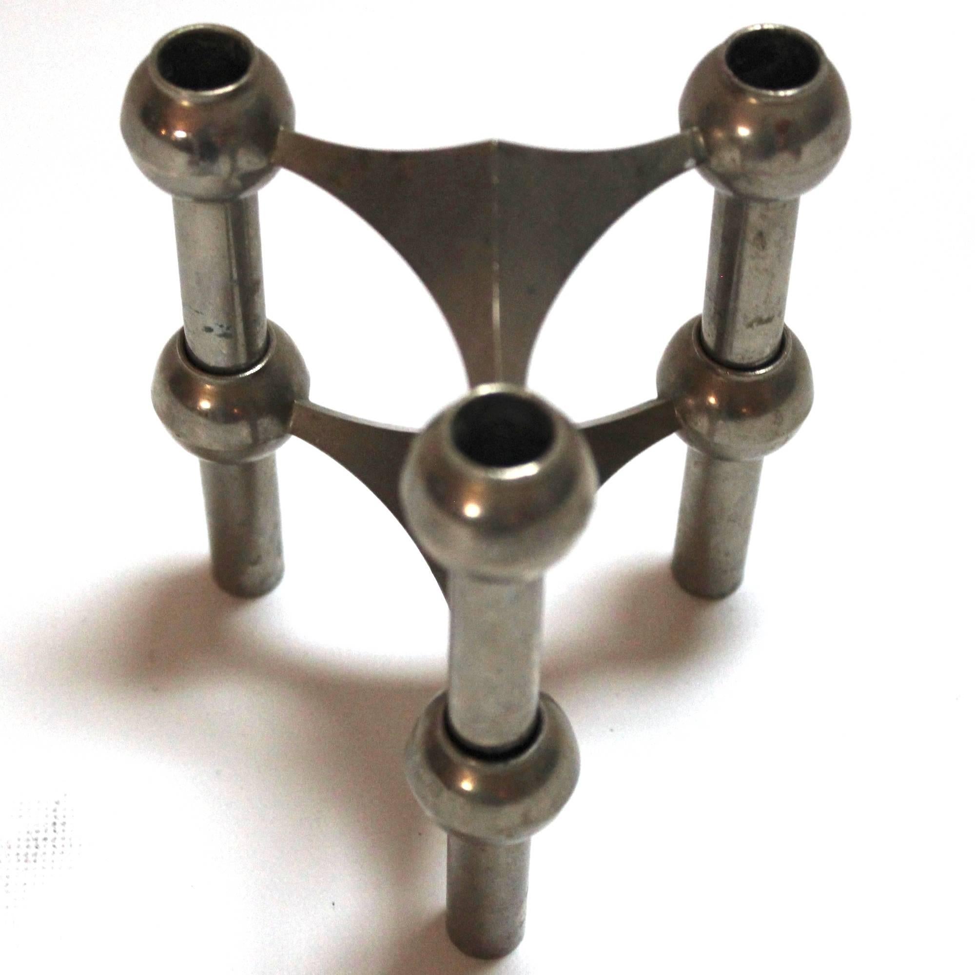 Nickel Pair of 1960s West German Candle Holders by Caesar Stoffi and Fritz Nagel