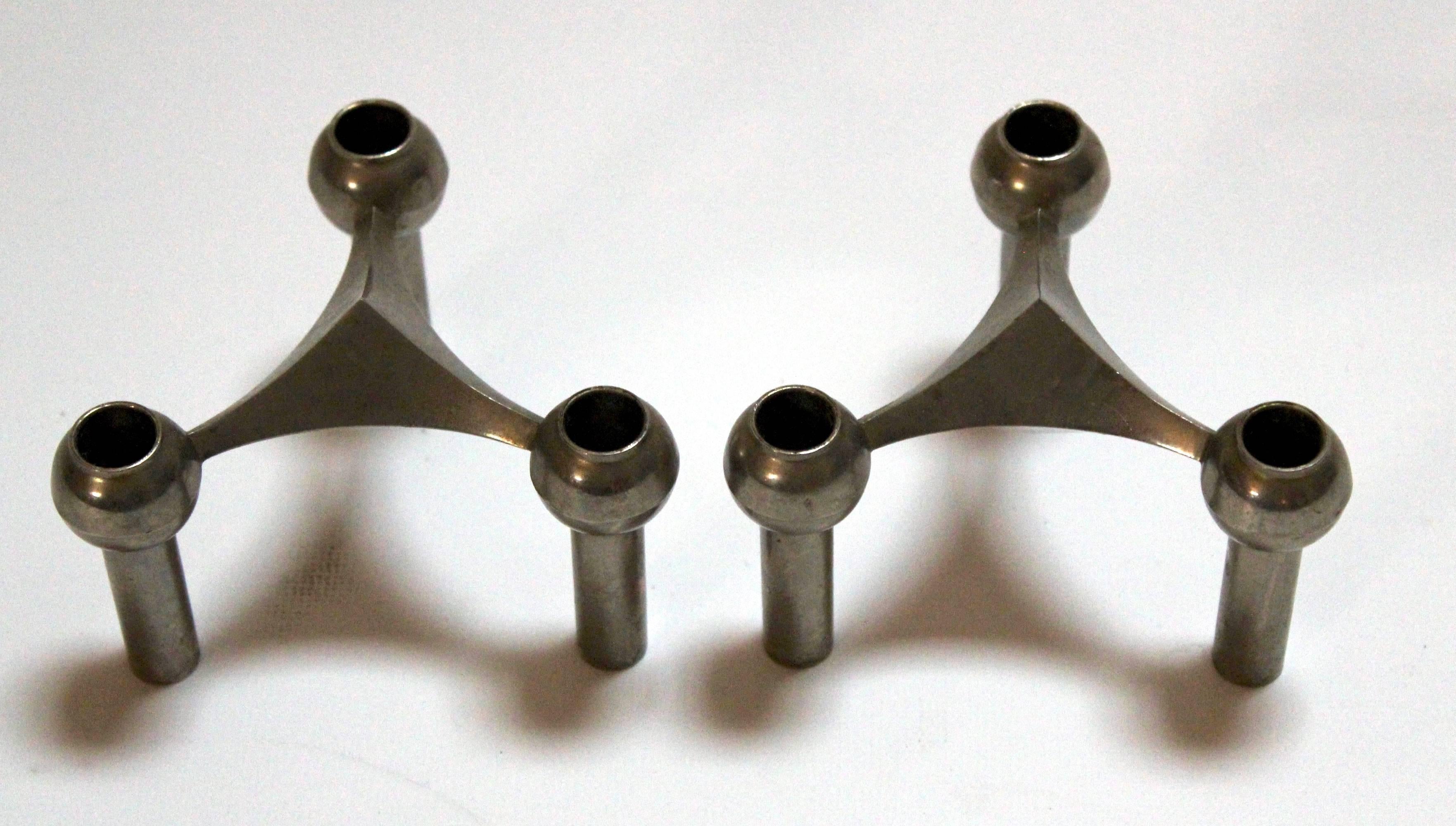 Mid-Century Modern Pair of 1960s West German Candle Holders by Caesar Stoffi and Fritz Nagel