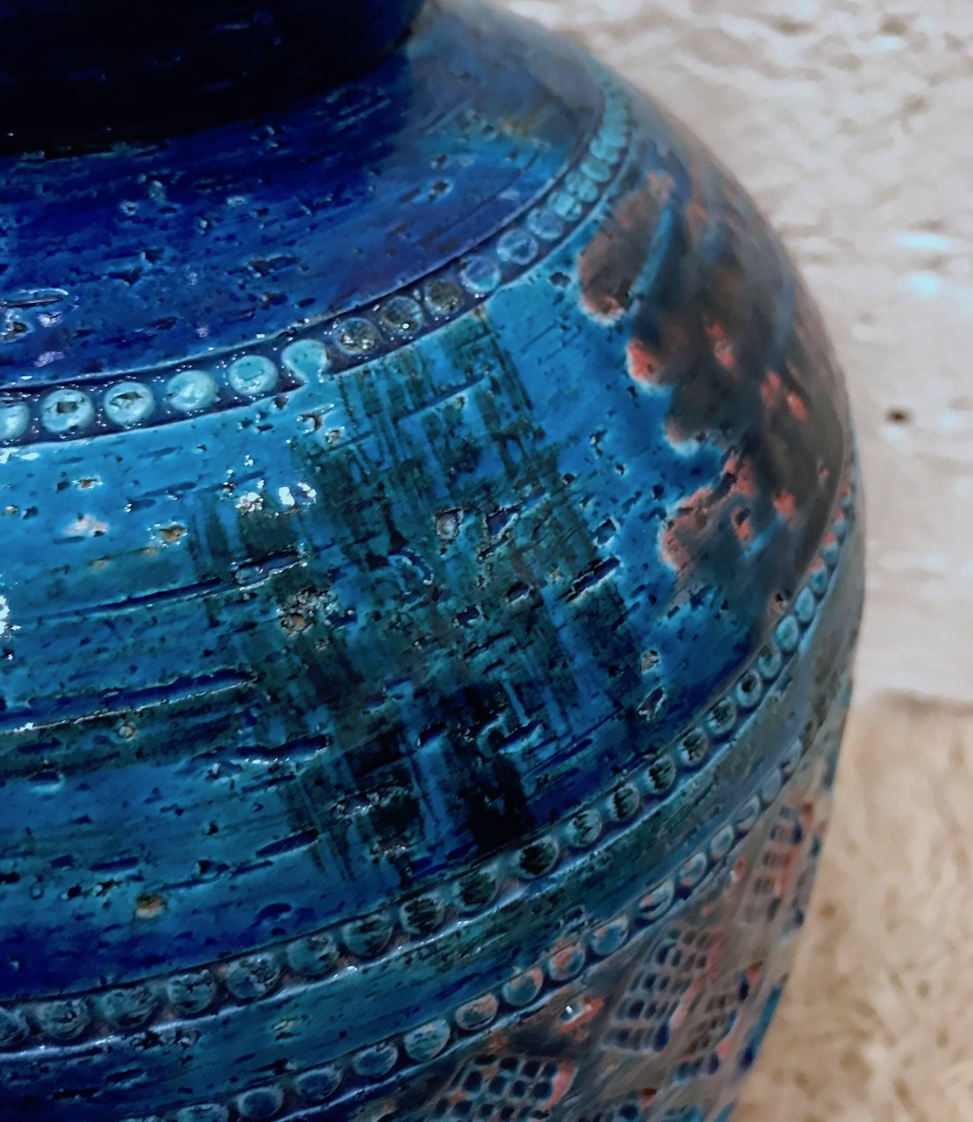 Pottery 1950s Large Rimini Blue Ceramic Lamp by Aldo Londi for Bitossi For Sale