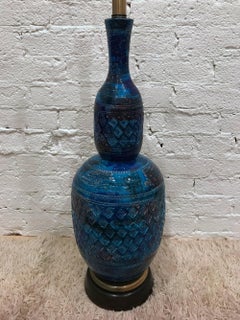 1950s Large Rimini Blue Ceramic Lamp by Aldo Londi for Bitossi