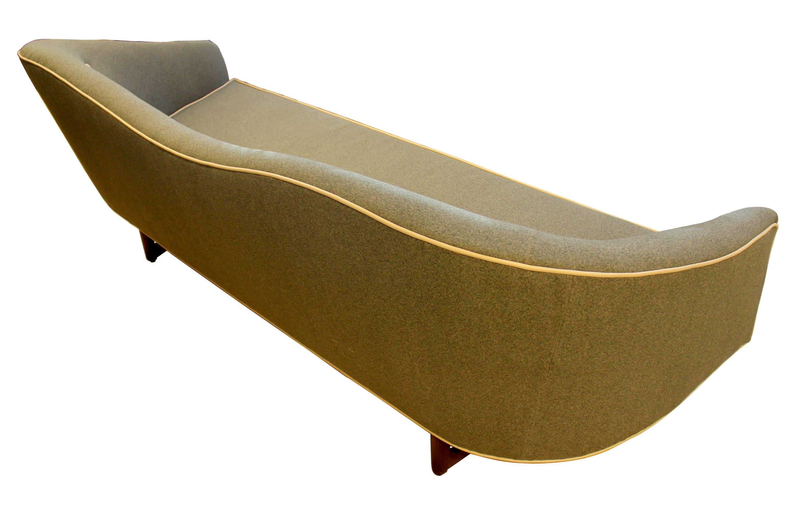 Felt 1960s Camelback Sofa, Newly Reupholstered For Sale