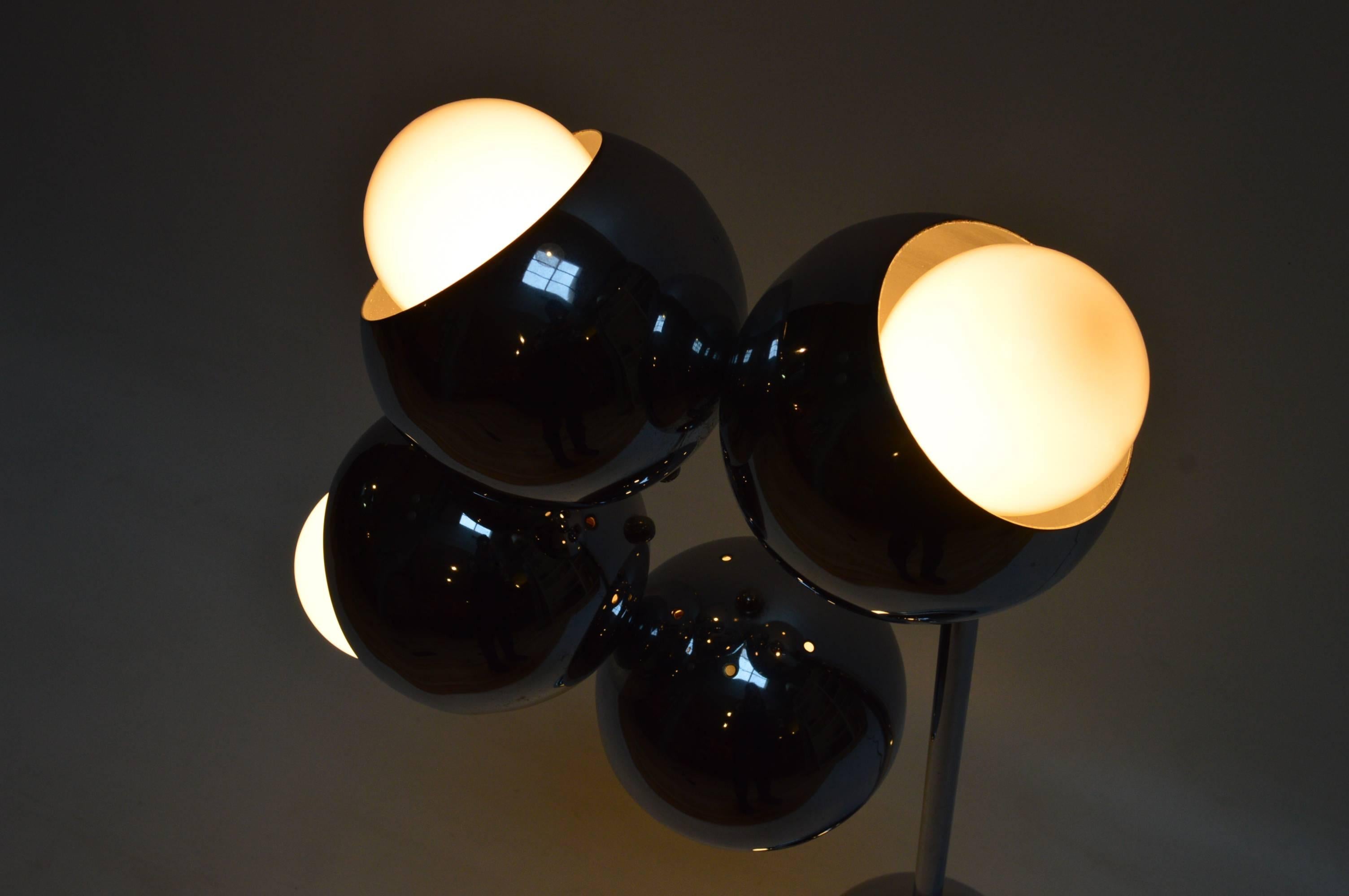 Mid-Century Modern Chrome Eyeball Four-Light Table Lamp 1