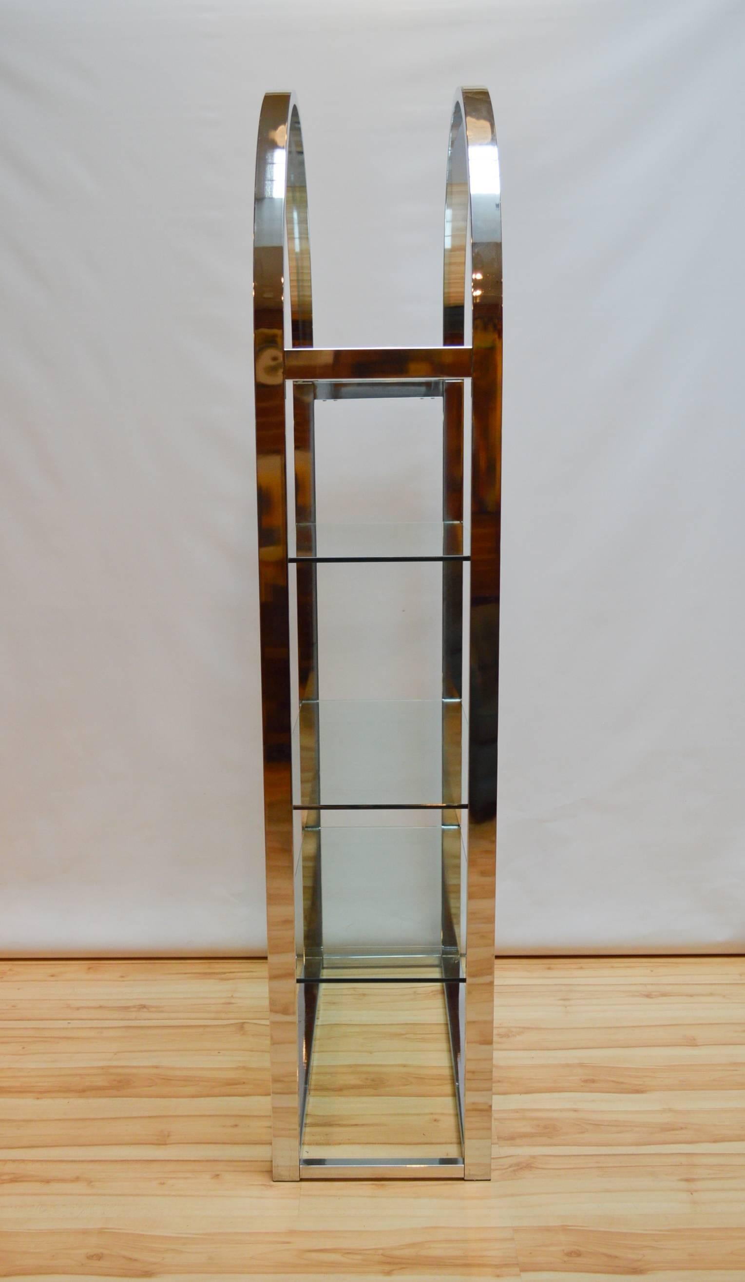 Mid-Century Modern Chrome and Glass Etagere in the Style of Milo Baughman