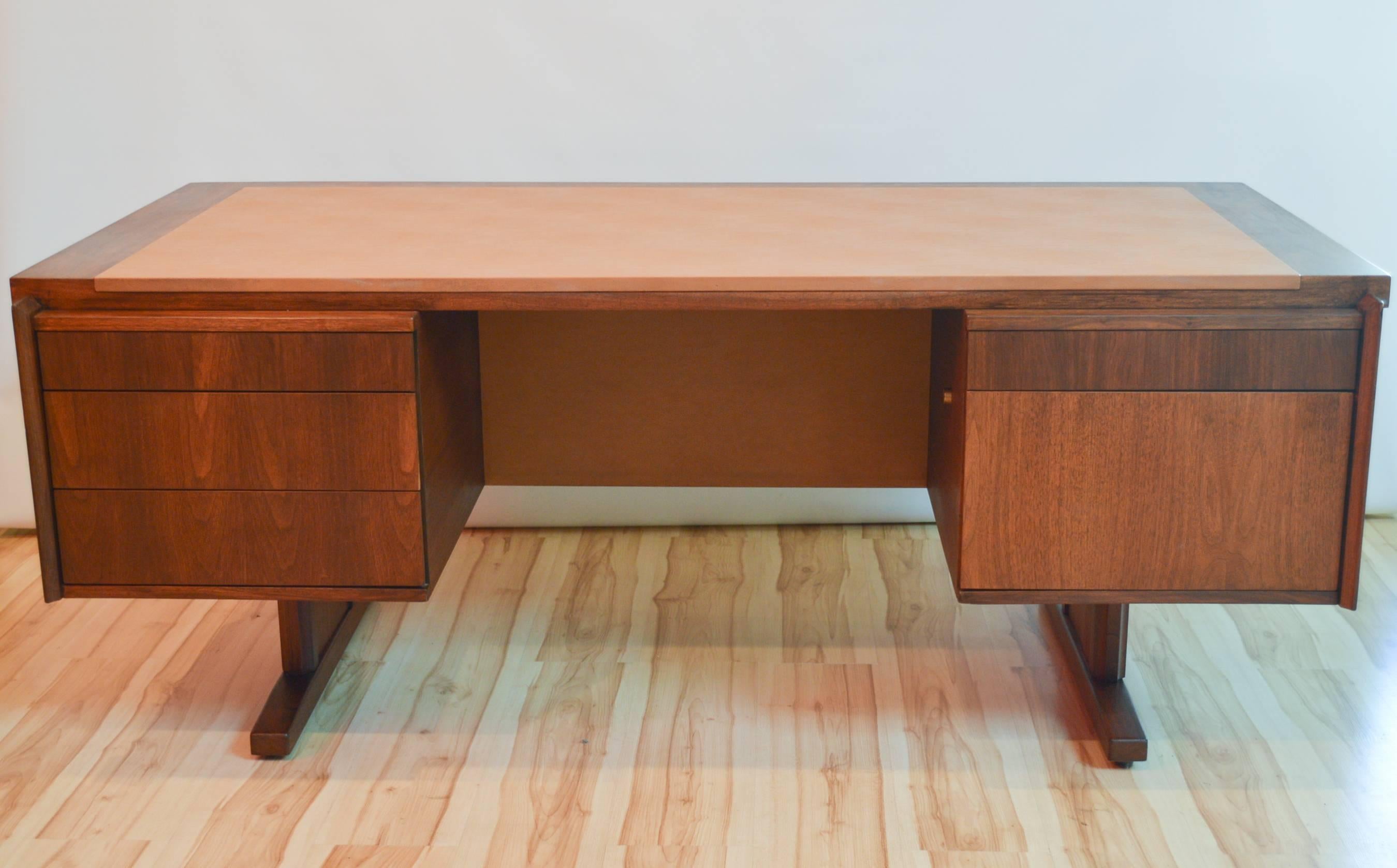 Mid-20th Century 1960s Martin Borenstein Walnut Executive Desk