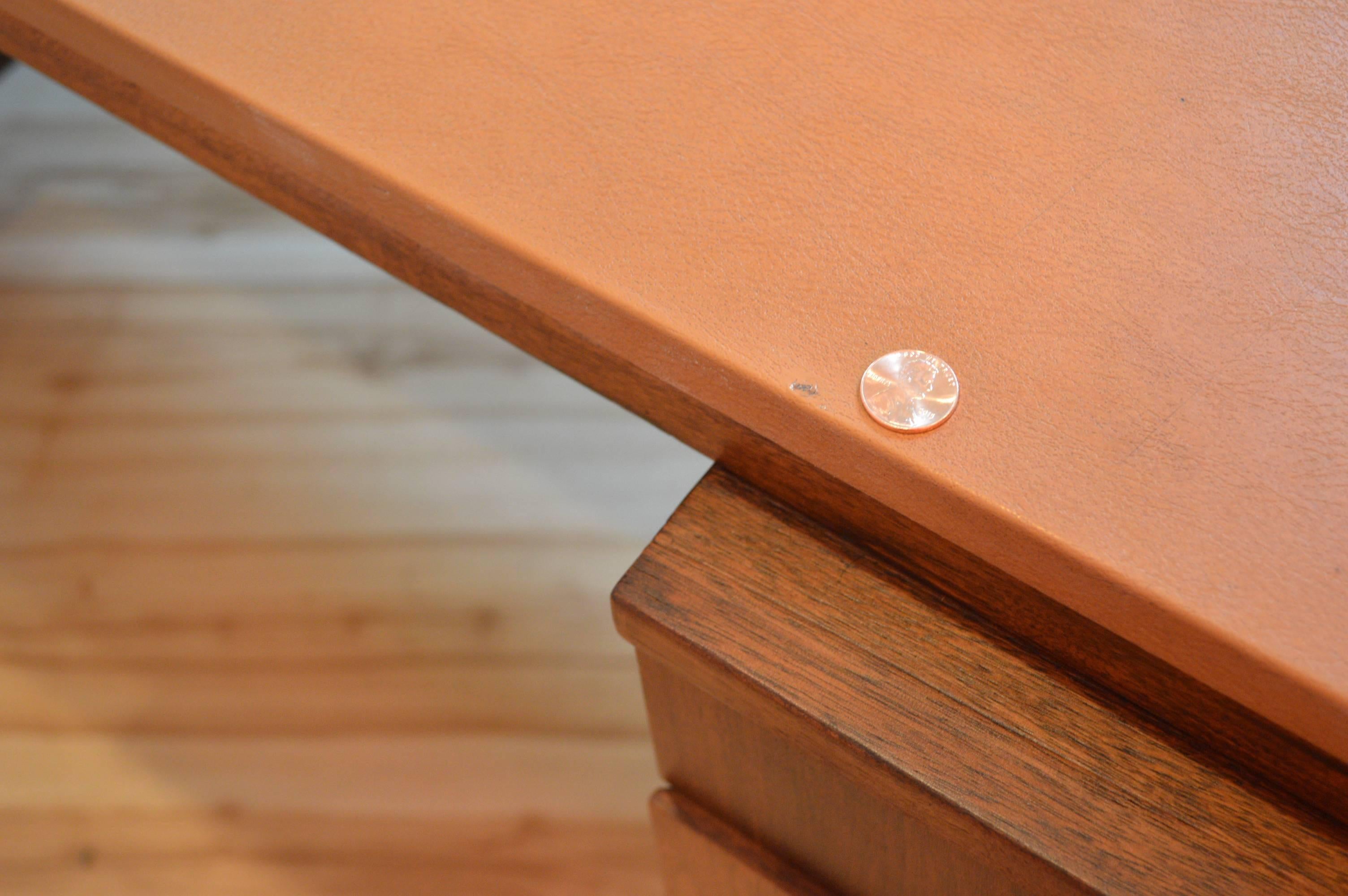 Faux Leather 1960s Martin Borenstein Walnut Executive Desk