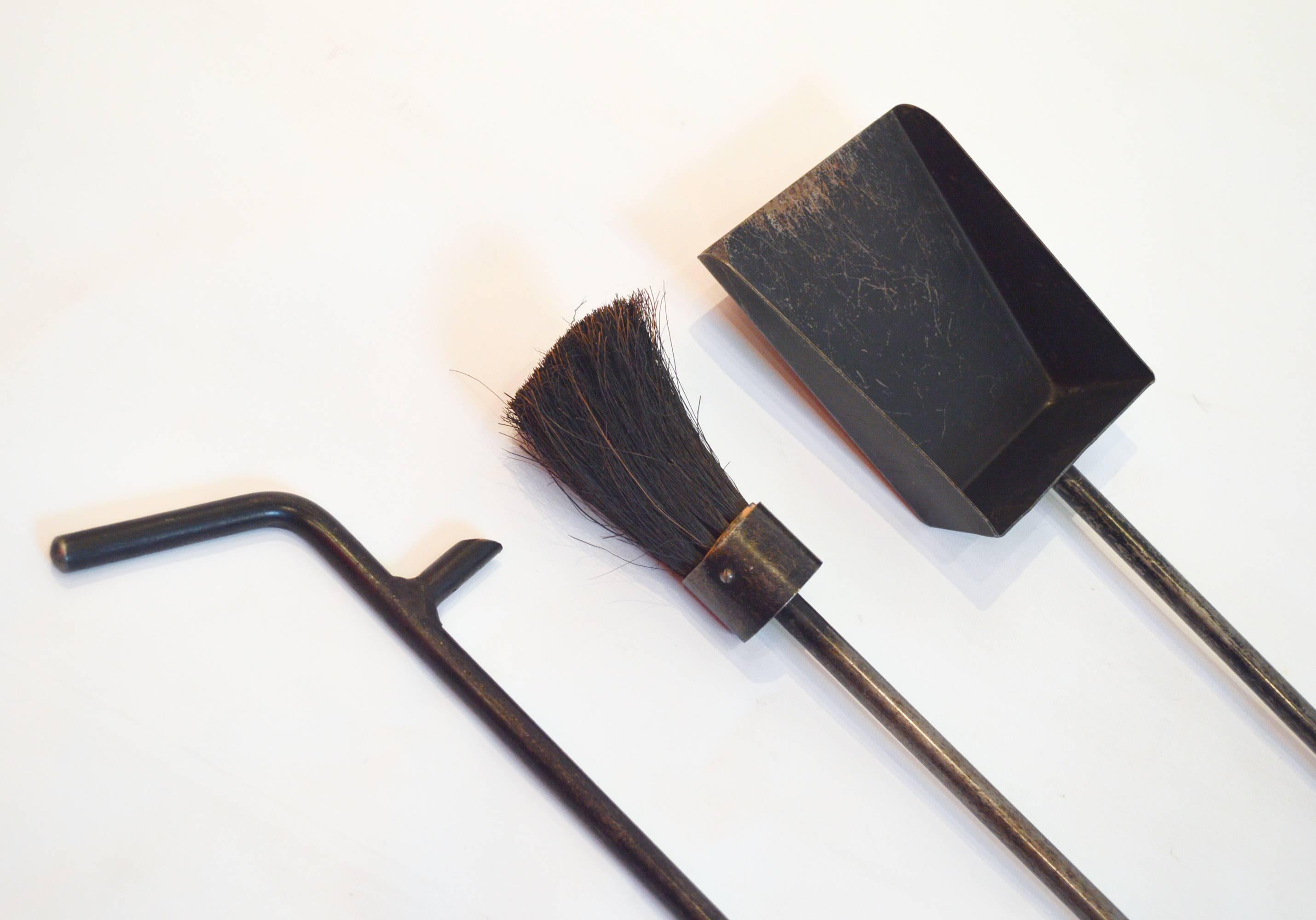 Birch Mid-Century Modern Set of George Nelson Fireplace Tools For Sale