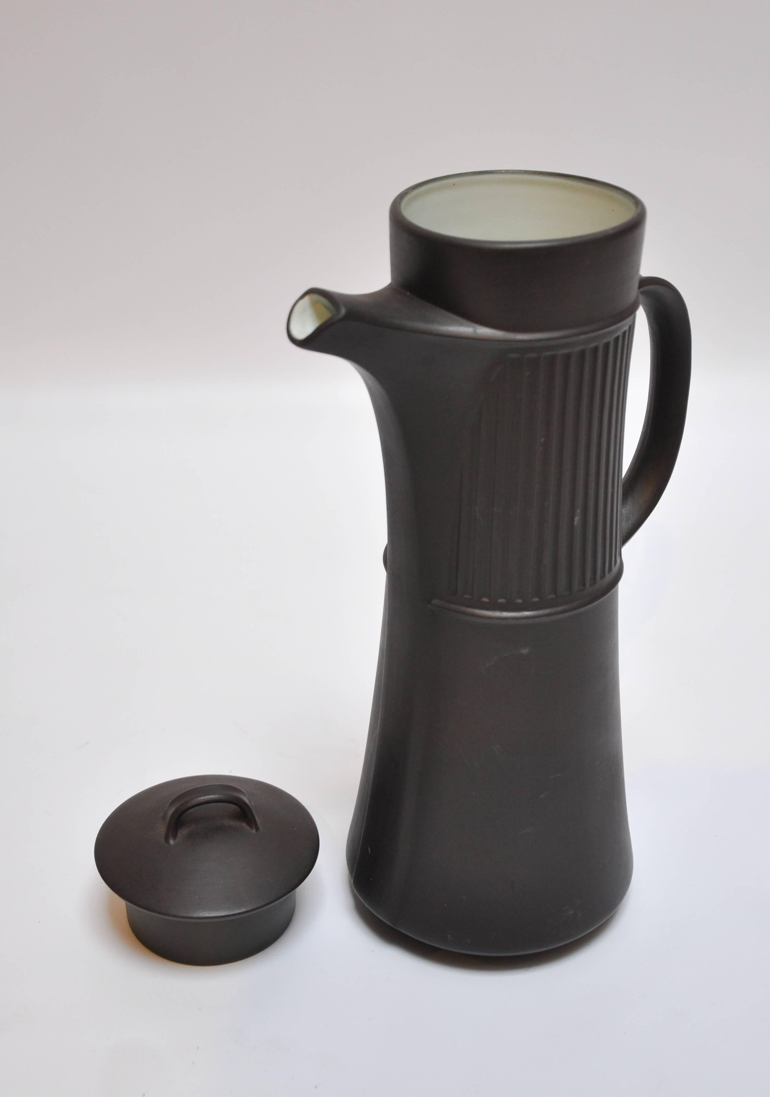 Mid-Century Modern Flamestone Coffee Pot and Set of Ten Espresso Cups by Jens Quistgaard for Dansk