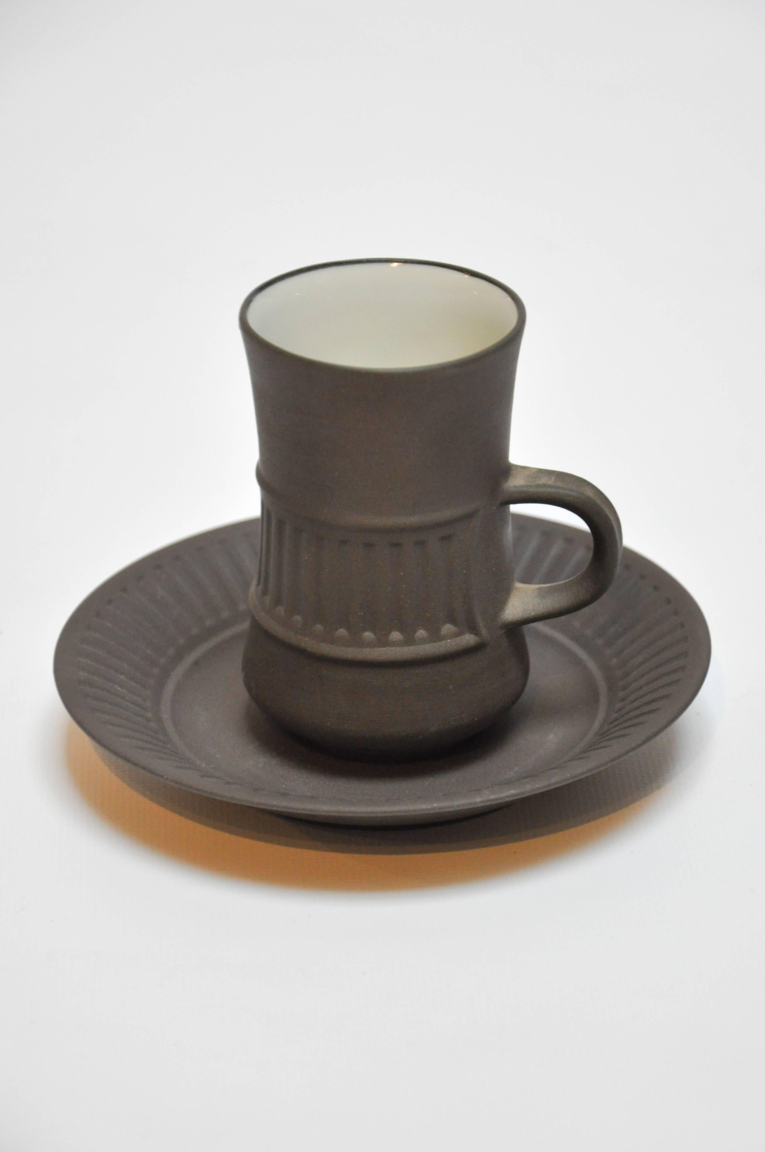 Danish Flamestone Coffee Pot and Set of Ten Espresso Cups by Jens Quistgaard for Dansk
