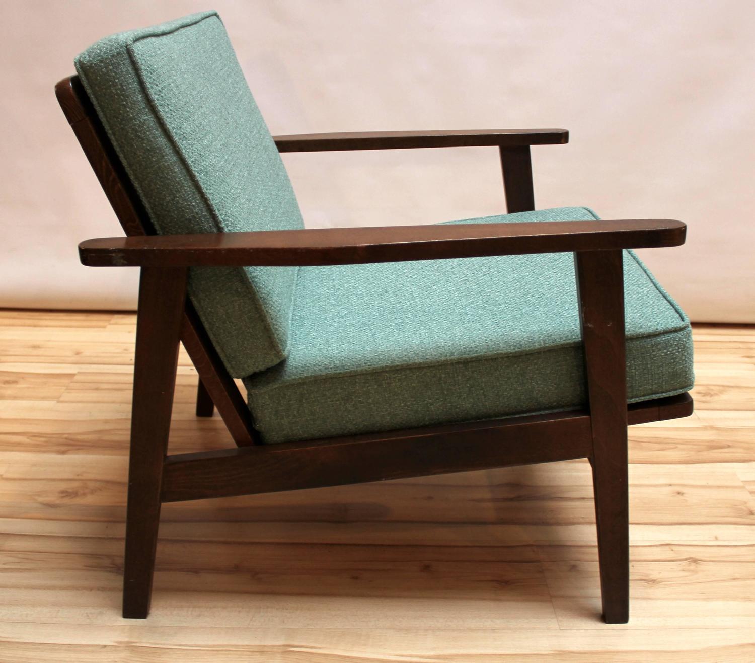 Pair of 1950s Japanese Mid-Century Modern Upholstered Lounge Chairs at
