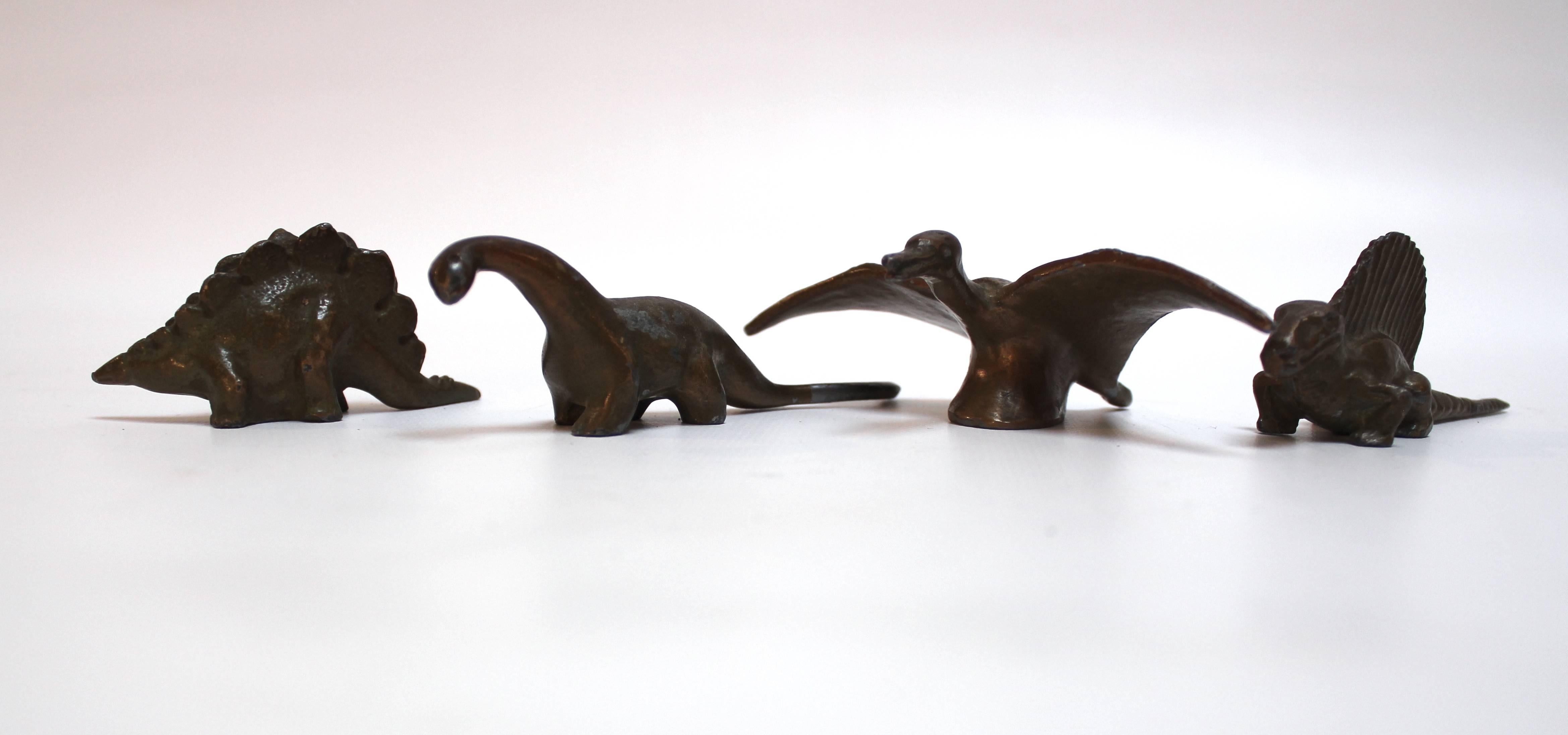 Set of Four 1947 Bronze Dinosaur Toys by Sell-Rite Gift Company 2