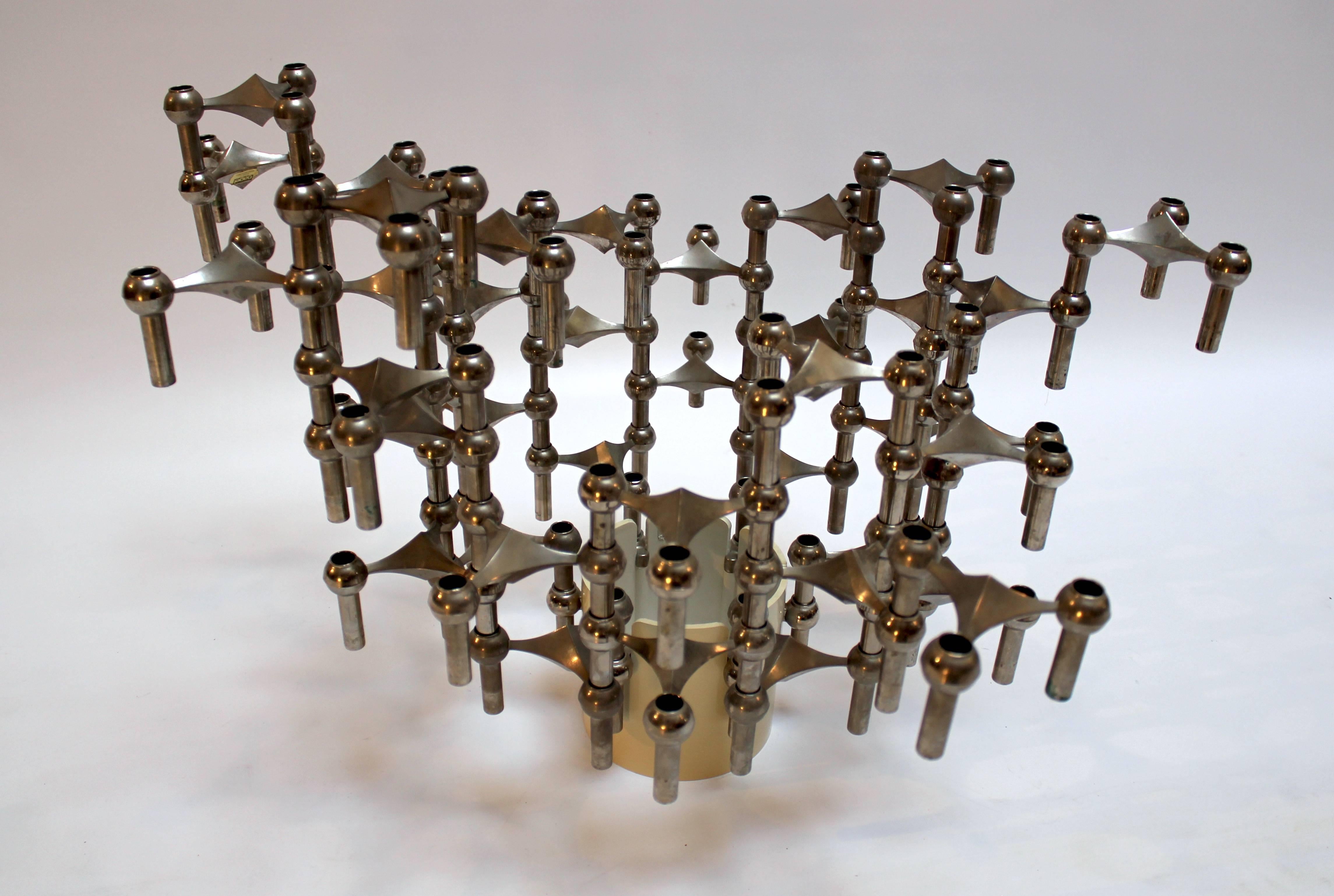 German 1960s 40-Piece Stackable Candlestick Sculpture by Fritz Nagel and Caeser Stoffi