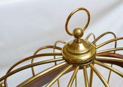 1970s Hollwood Regency Brass, Wood, and Glass Birdcage Etagere by Mastercraft