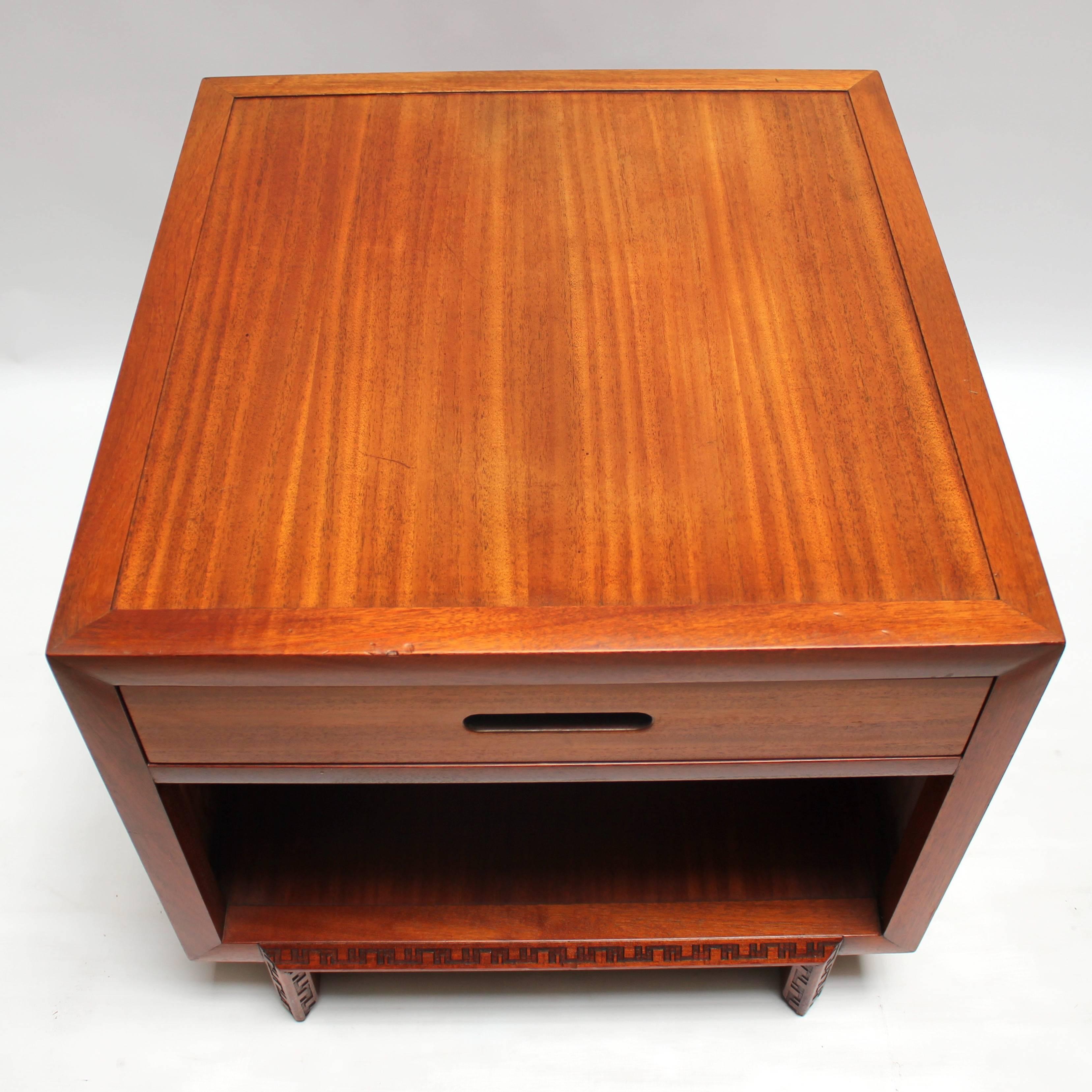 Mid-20th Century 1950s Frank Lloyd Wright for Heritage Henredon Talesian Side Table with Drawer