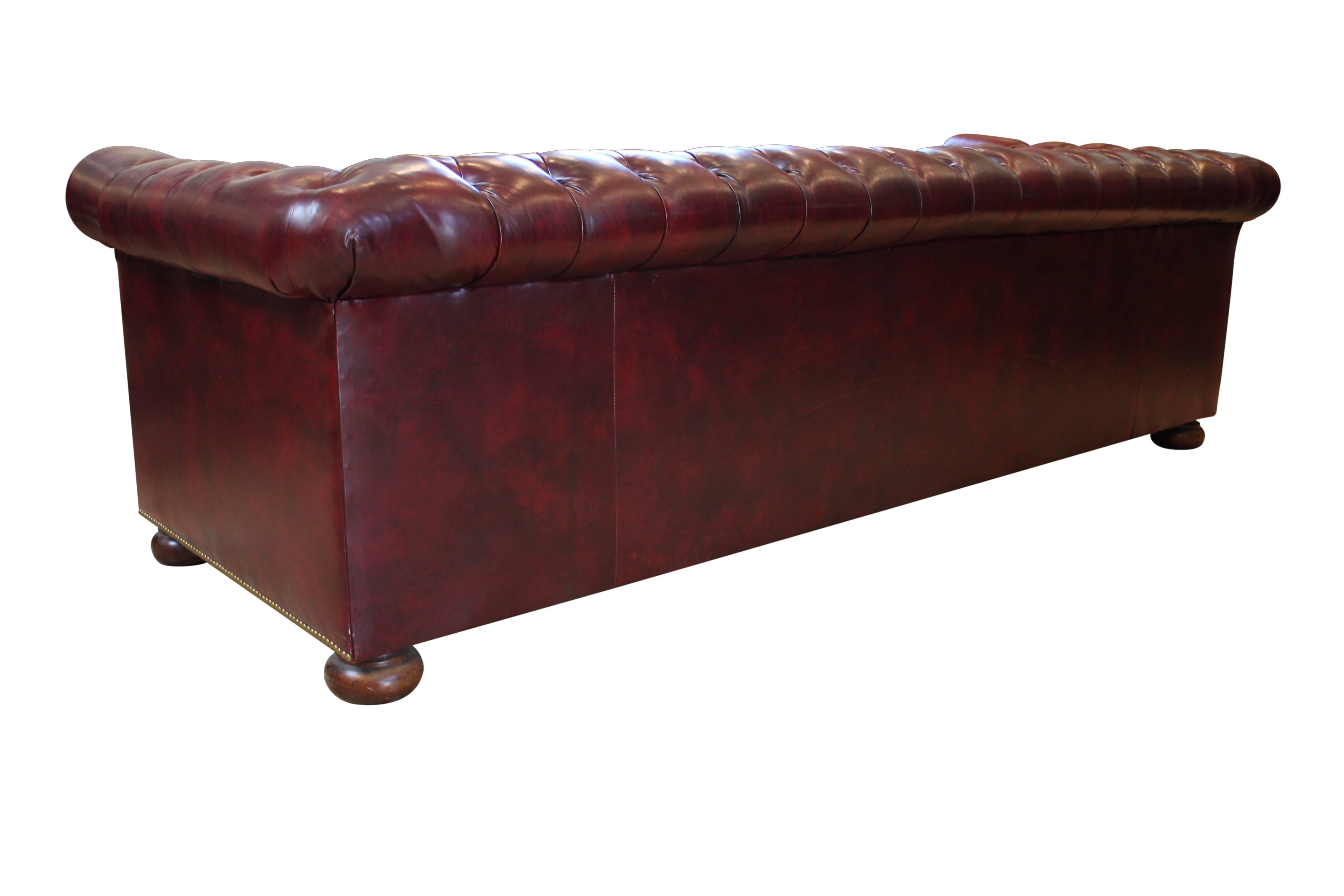 Vintage Tufted Leather 8' Chesterfield Sofa 2