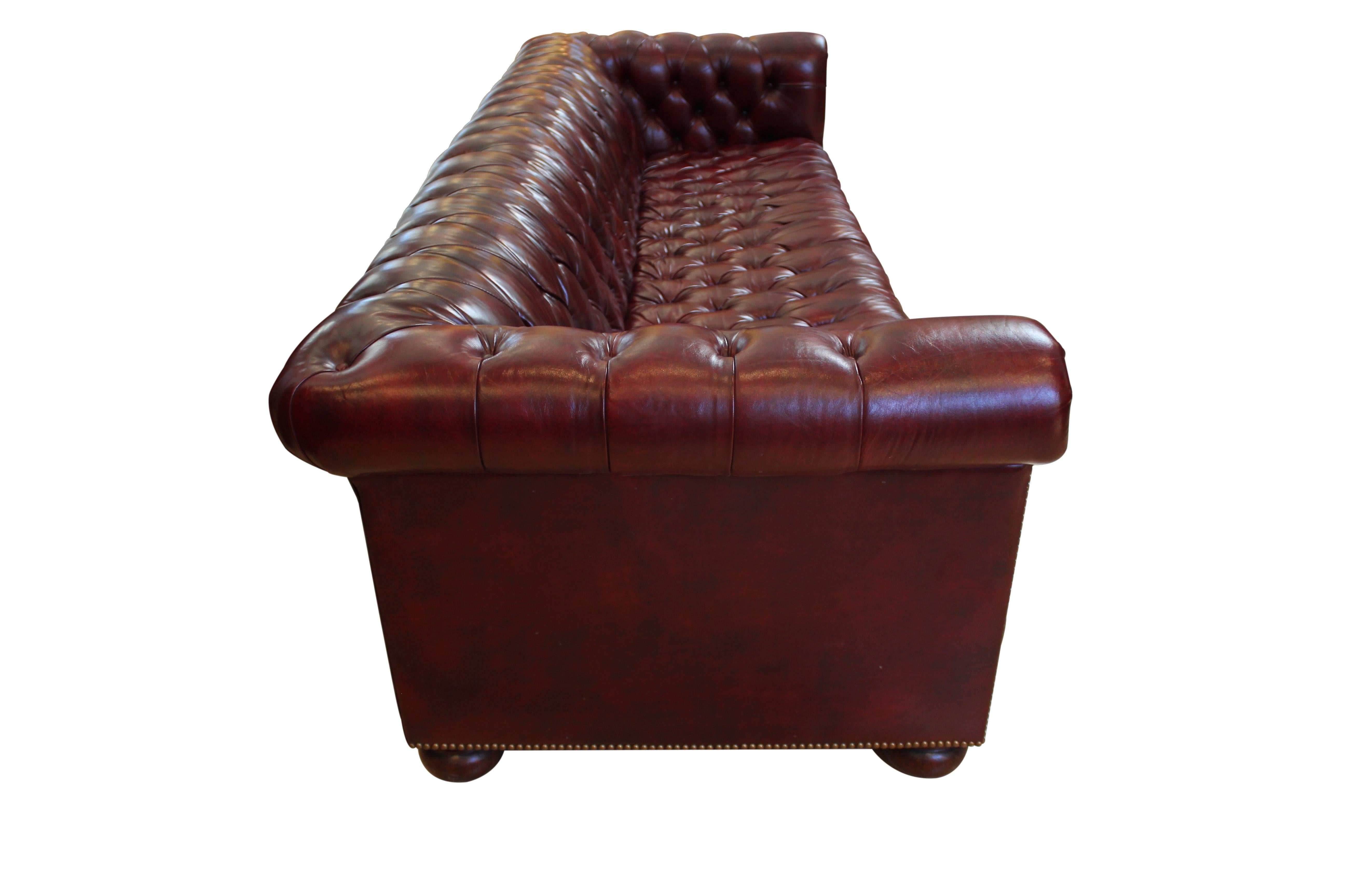 Vintage Tufted Leather 8' Chesterfield Sofa 1