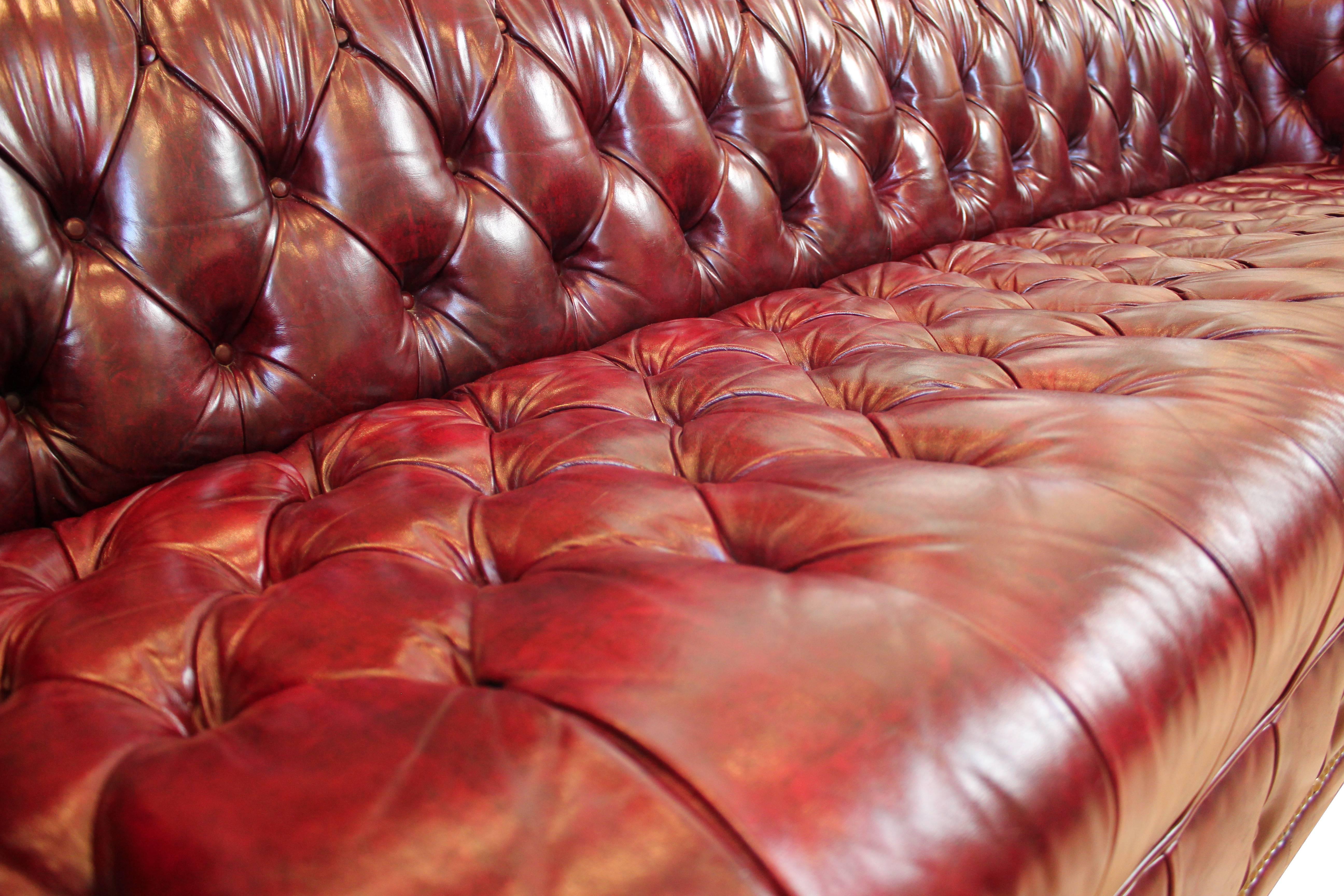 Vintage Tufted Leather 8' Chesterfield Sofa 3