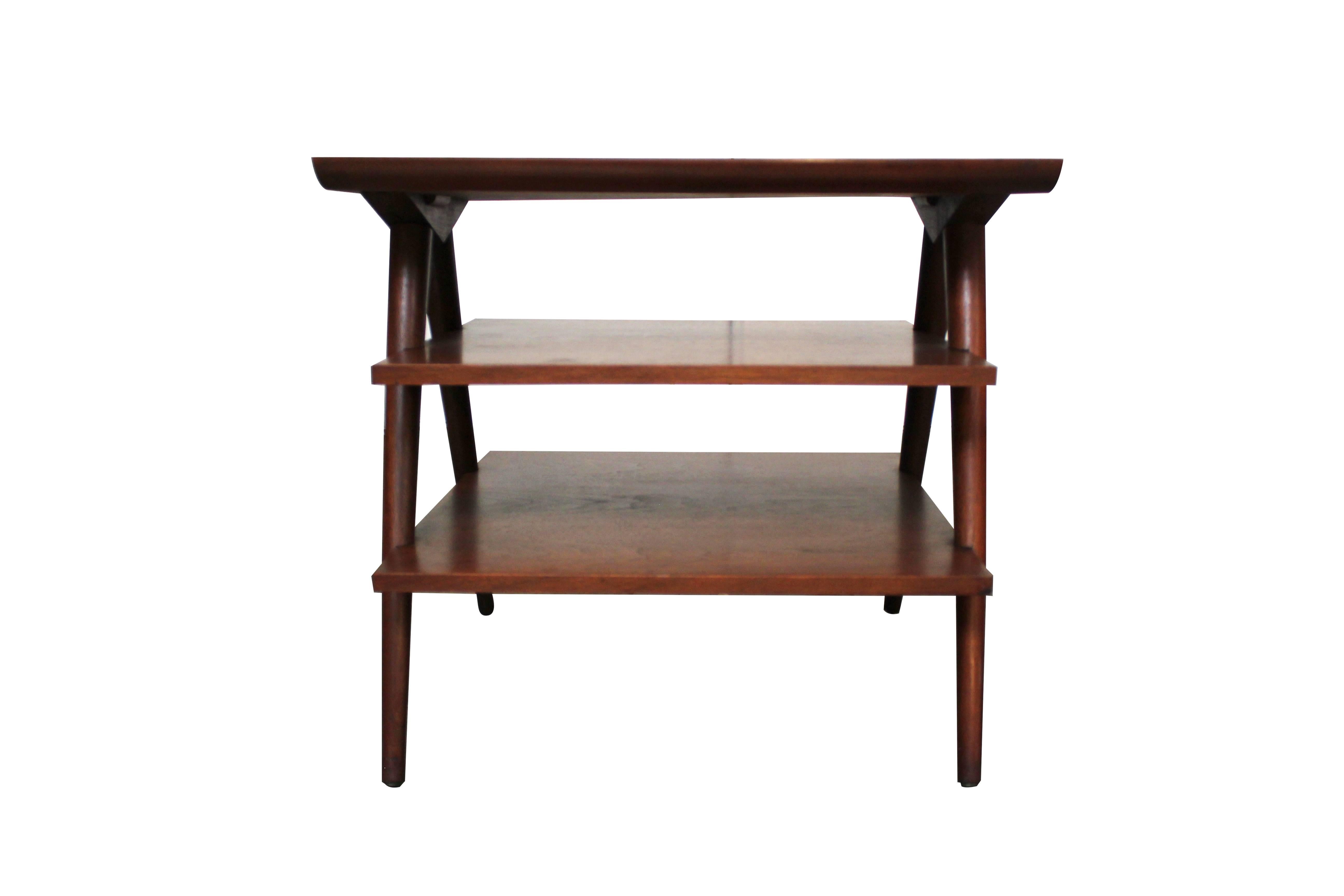 Mid-20th Century 1950s American of Martinsville Three-Tier Walnut End Table